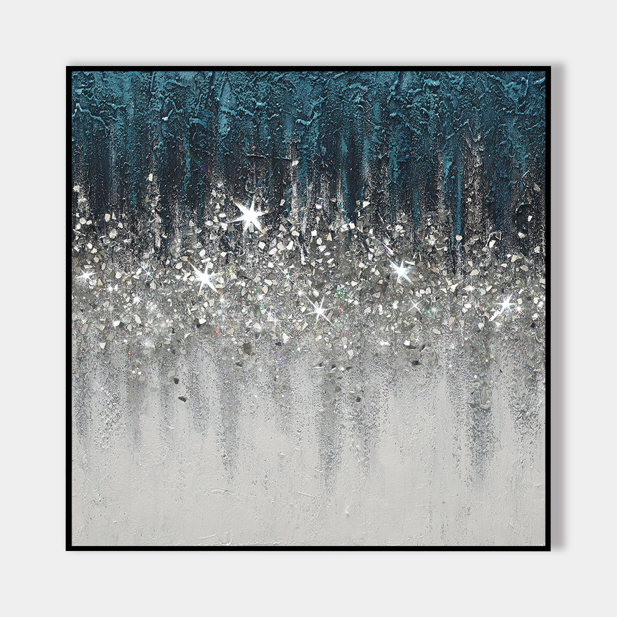 Abstract Turquoise Crushed Glass Wall Art