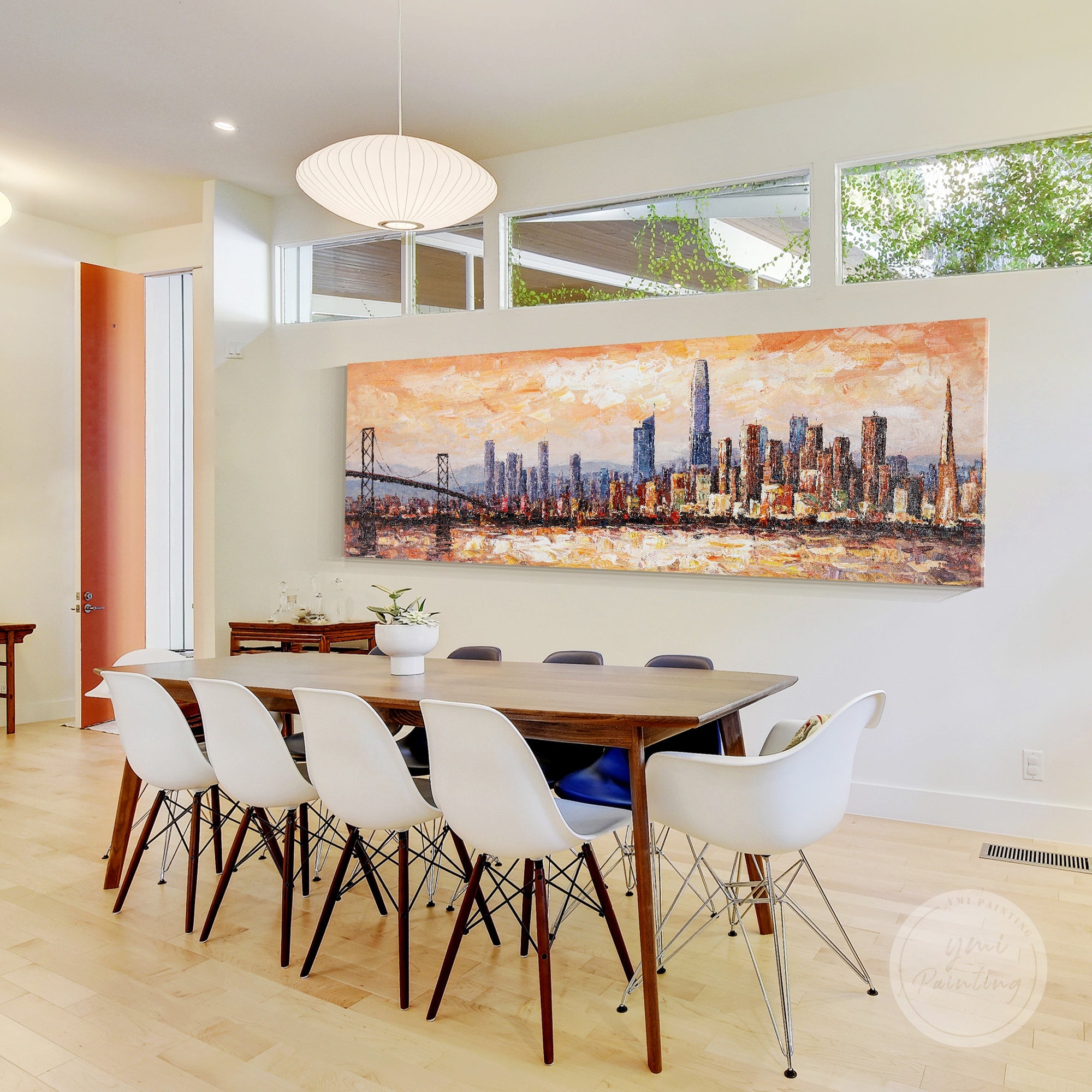 Original San Francisco city painting, large abstract cityscape capturing the spirit of the city.