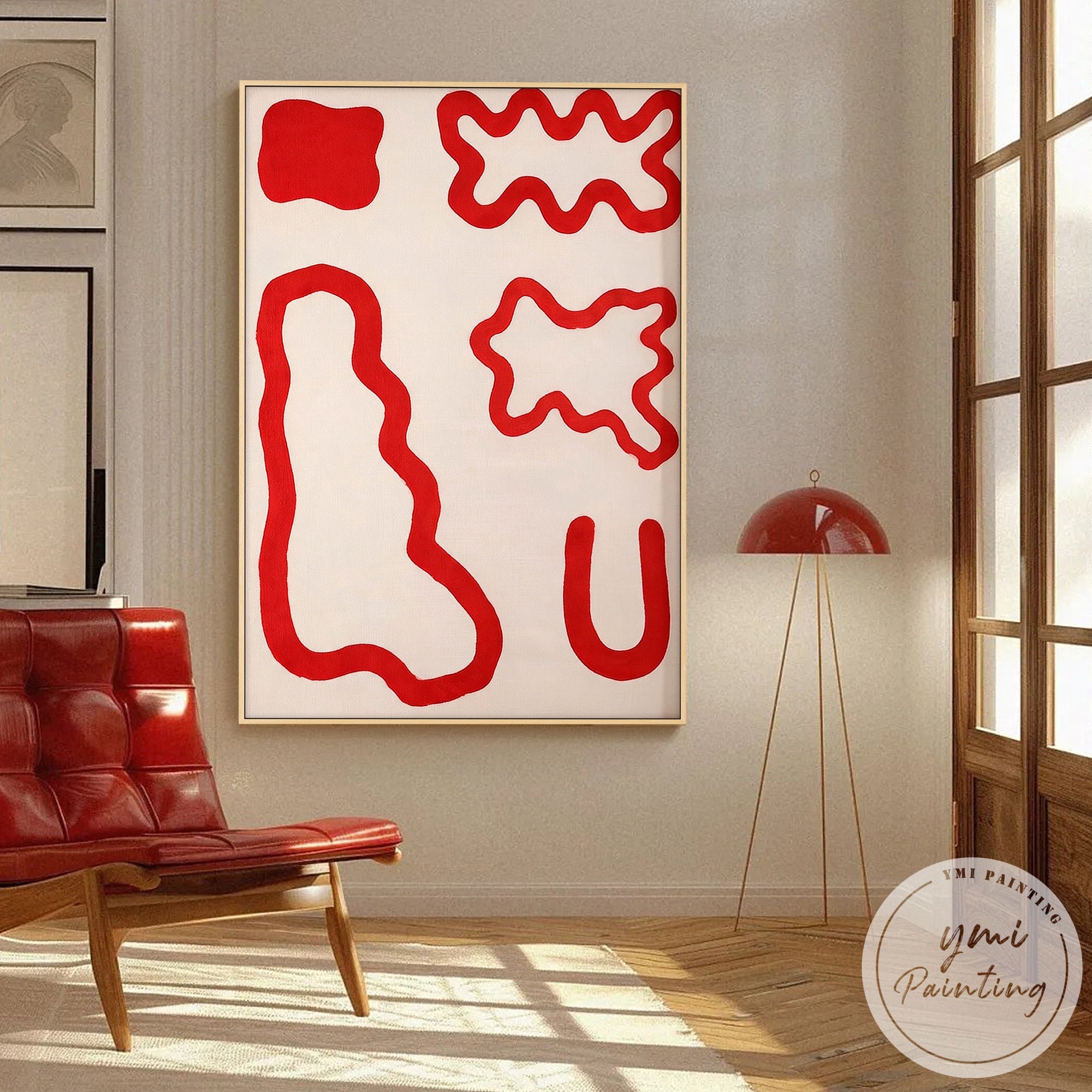 Minimalist abstract red statement wall art