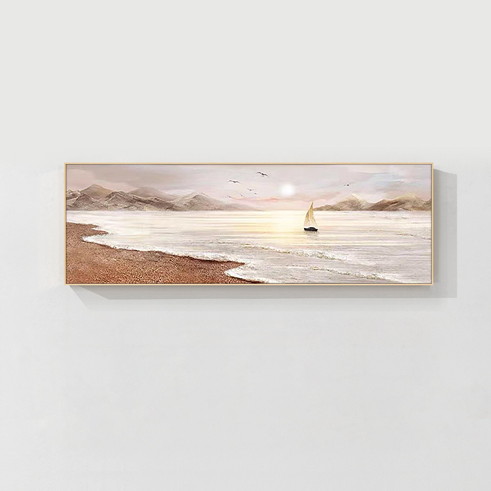 Luxury extra-large 3D ocean artwork with gold accents, a graceful gift for mothers, ideal for home offices or cozy reading nooks.