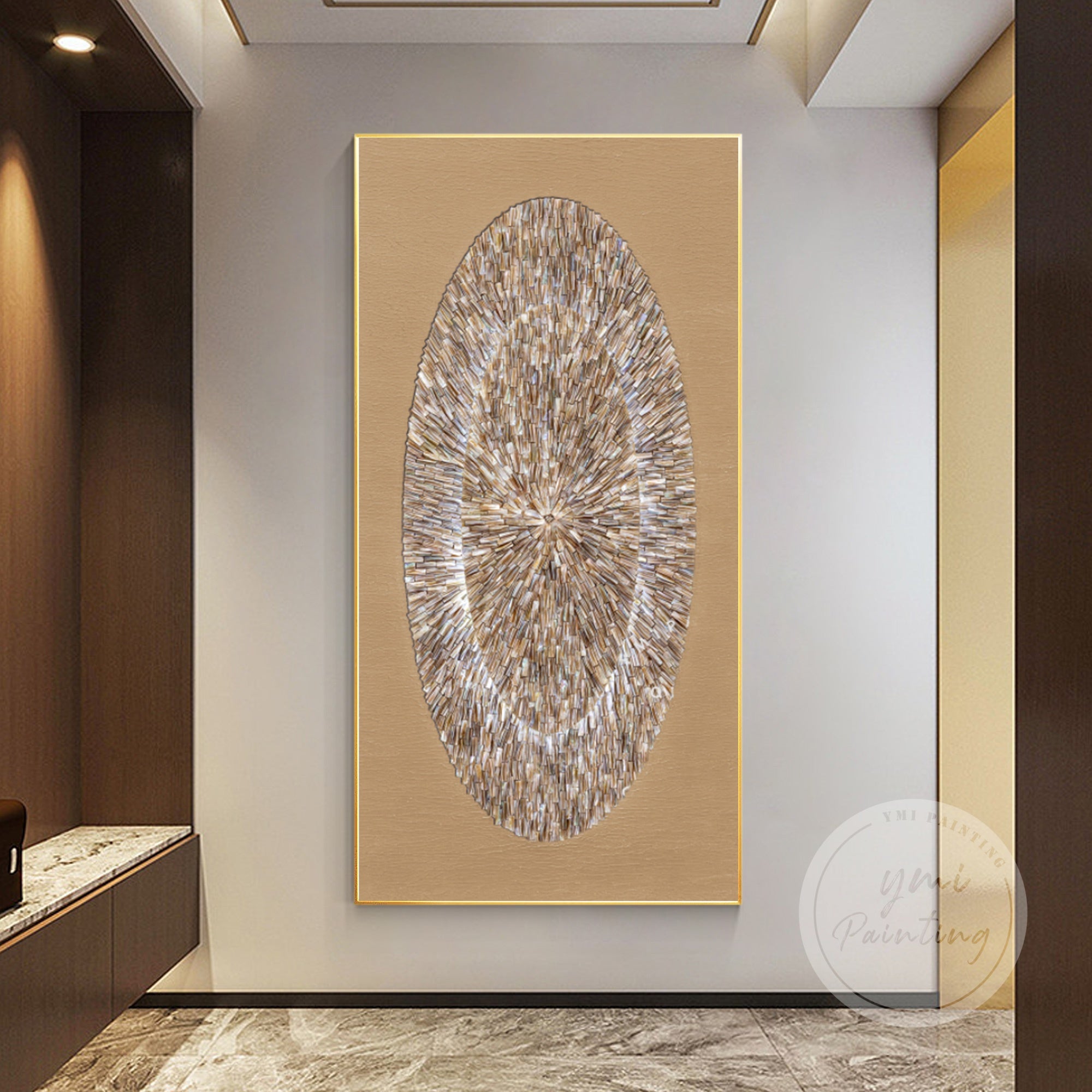 Elegant oyster shell art with pearl for home decor