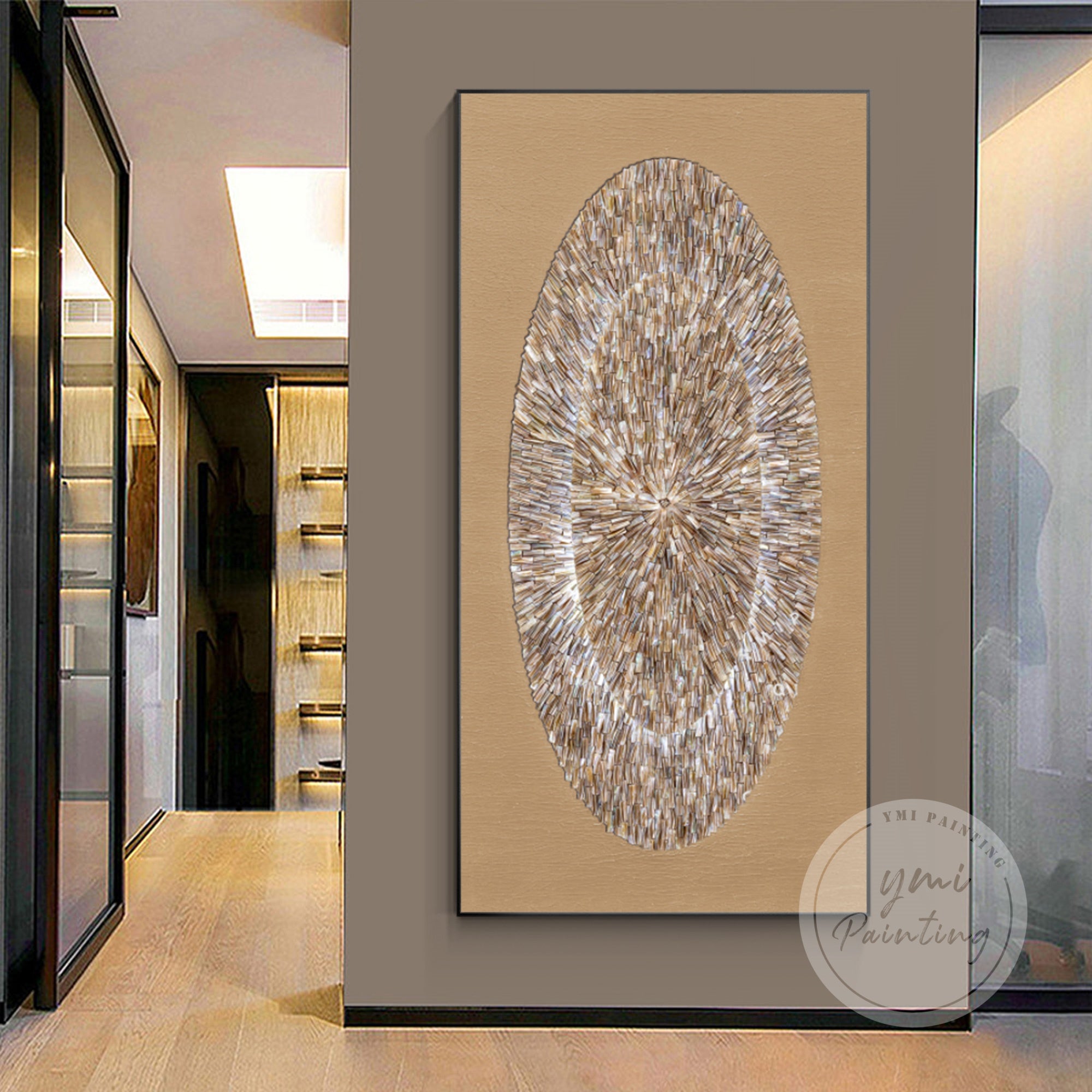 Modern 3D oyster shell painting with seashell design