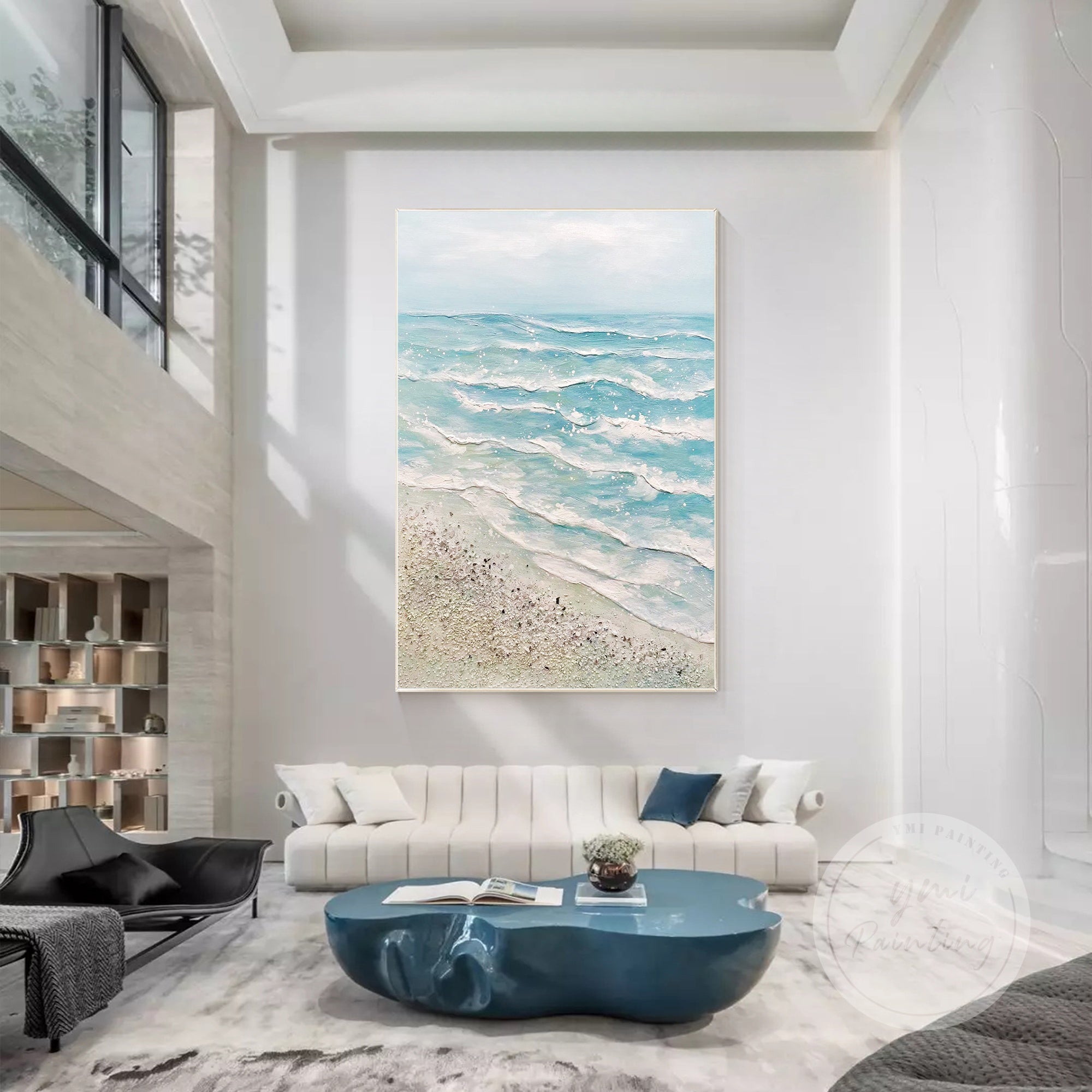 This beach scene painting with fine sand and soft colors.