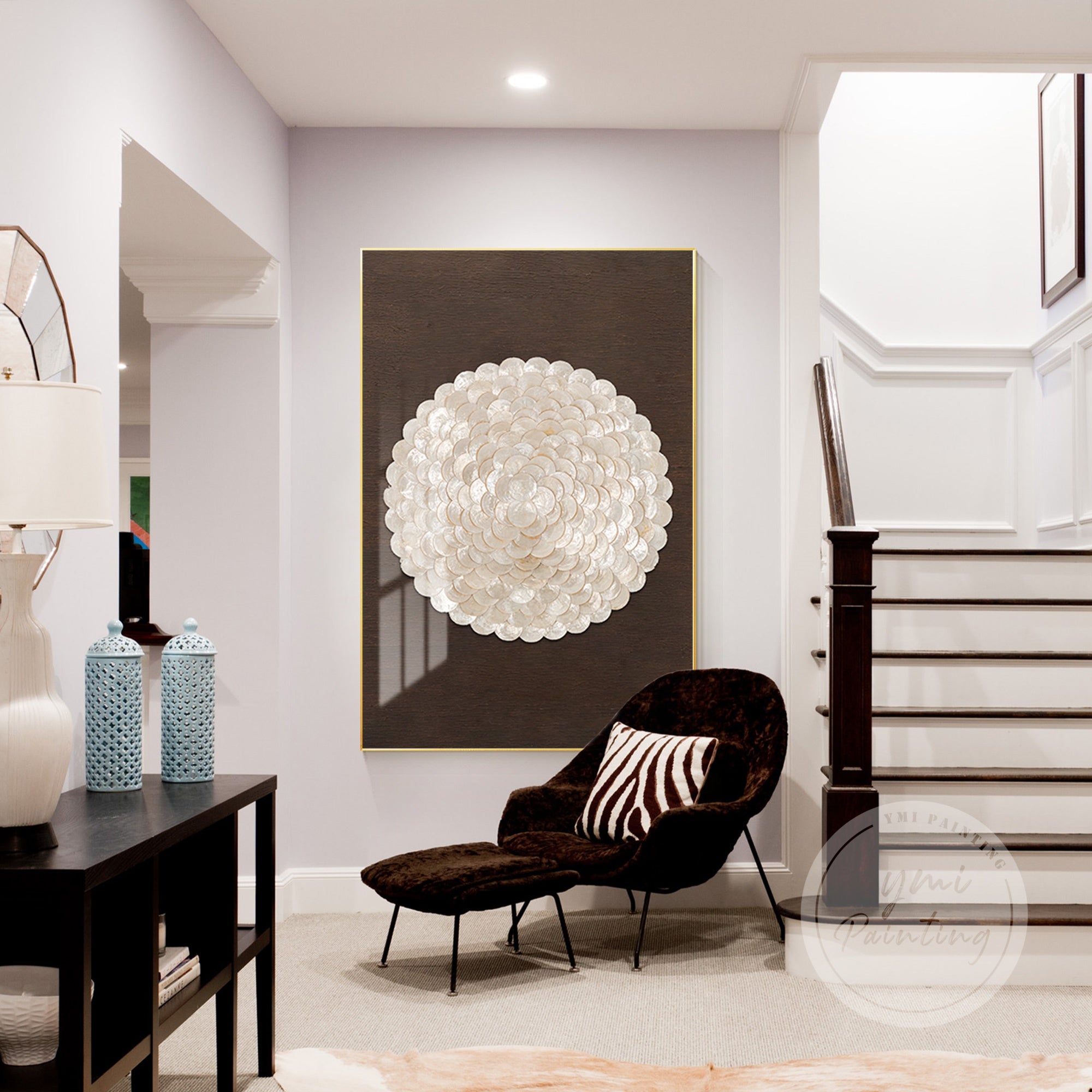 Handcrafted brown and gold shell decor for sophisticated interiors