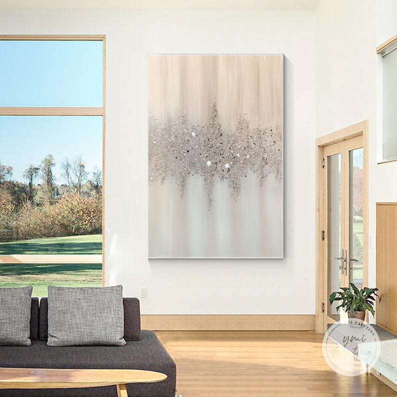 Dreamy minimalist art with glitter, glass, and silver glitter