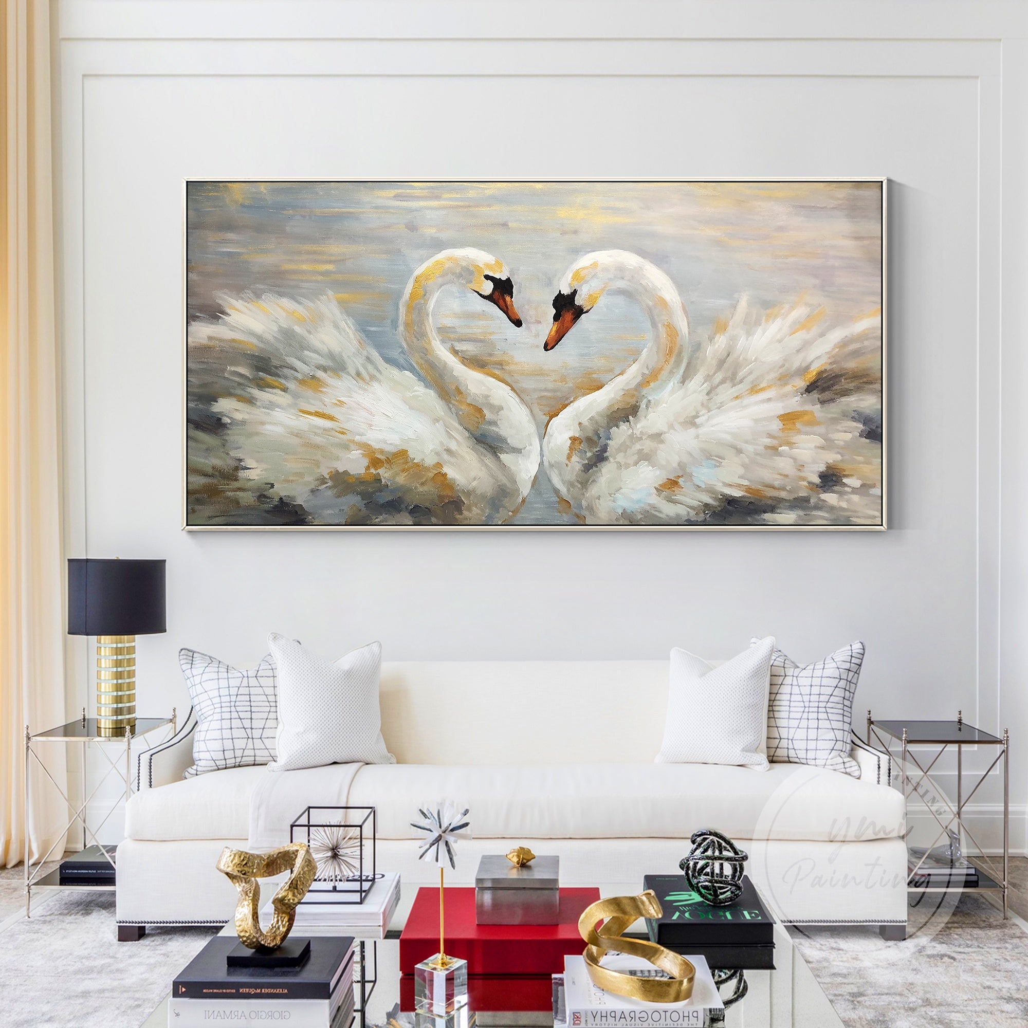 Abstract Swan Art with soft textures and gentle hues.