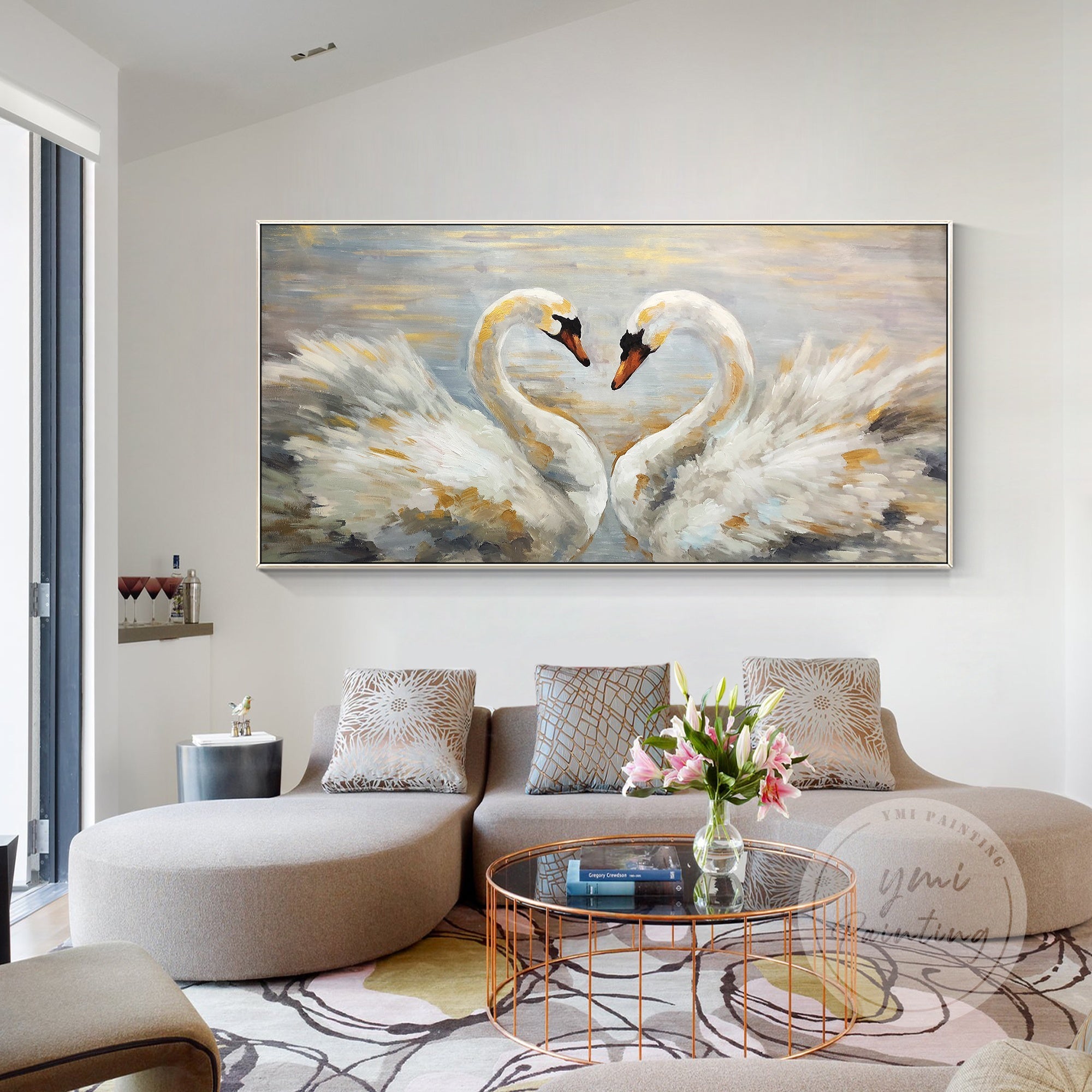 Swan Couple Wall Art, perfect for modern romantic decor.