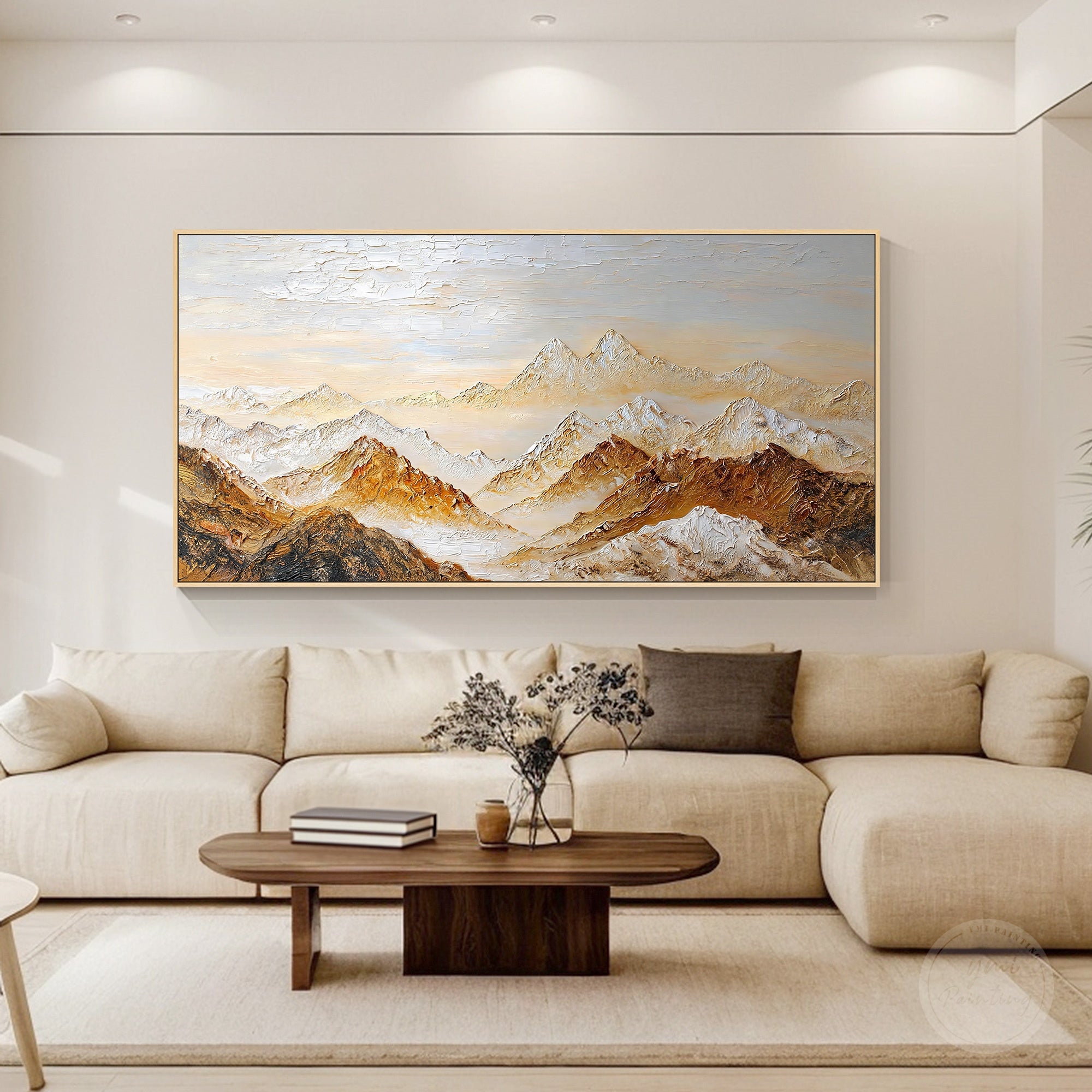 Golden brown mountain scenery canvas decor