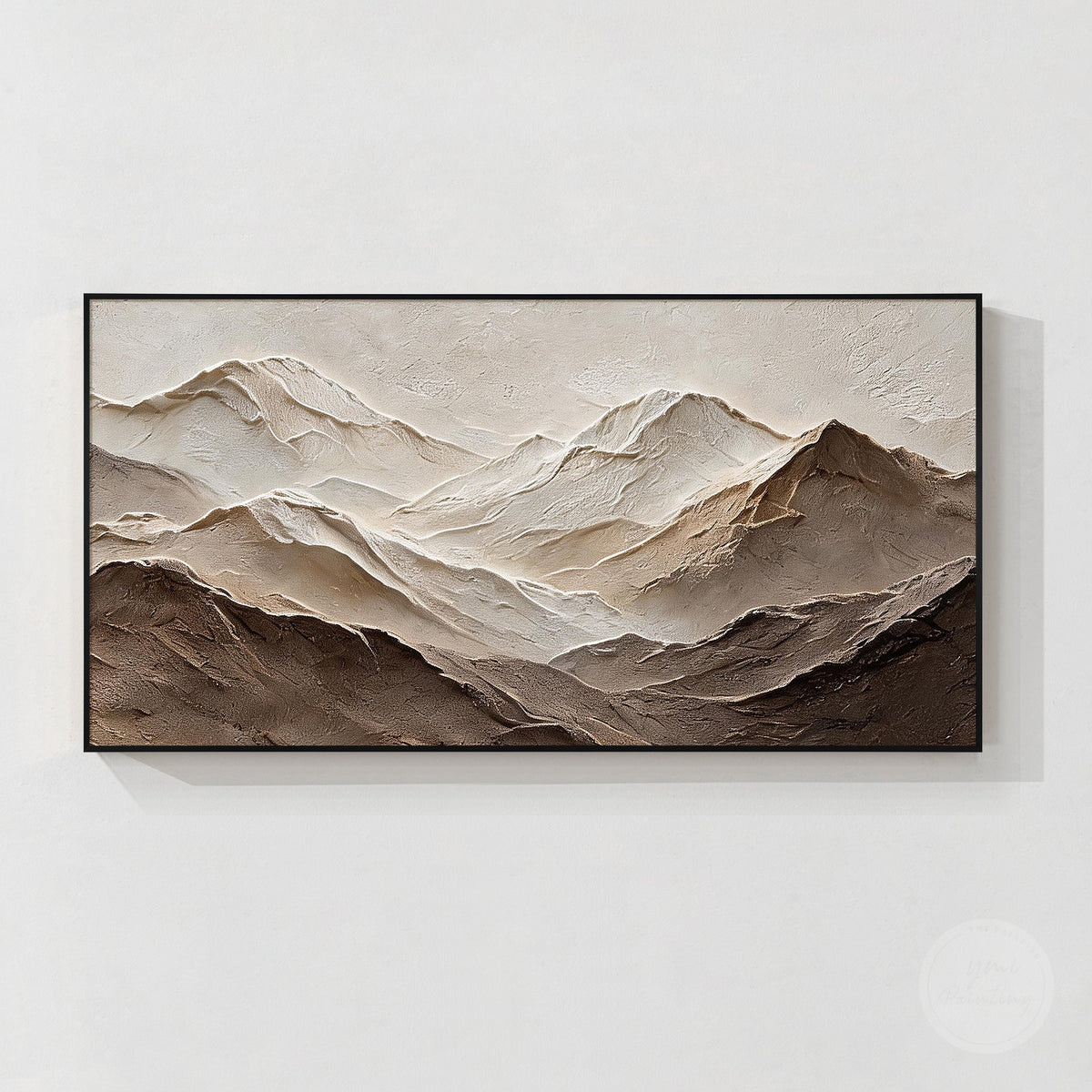 Wabi Sabi inspired abstract mountain artwork in earthy neutral colors
