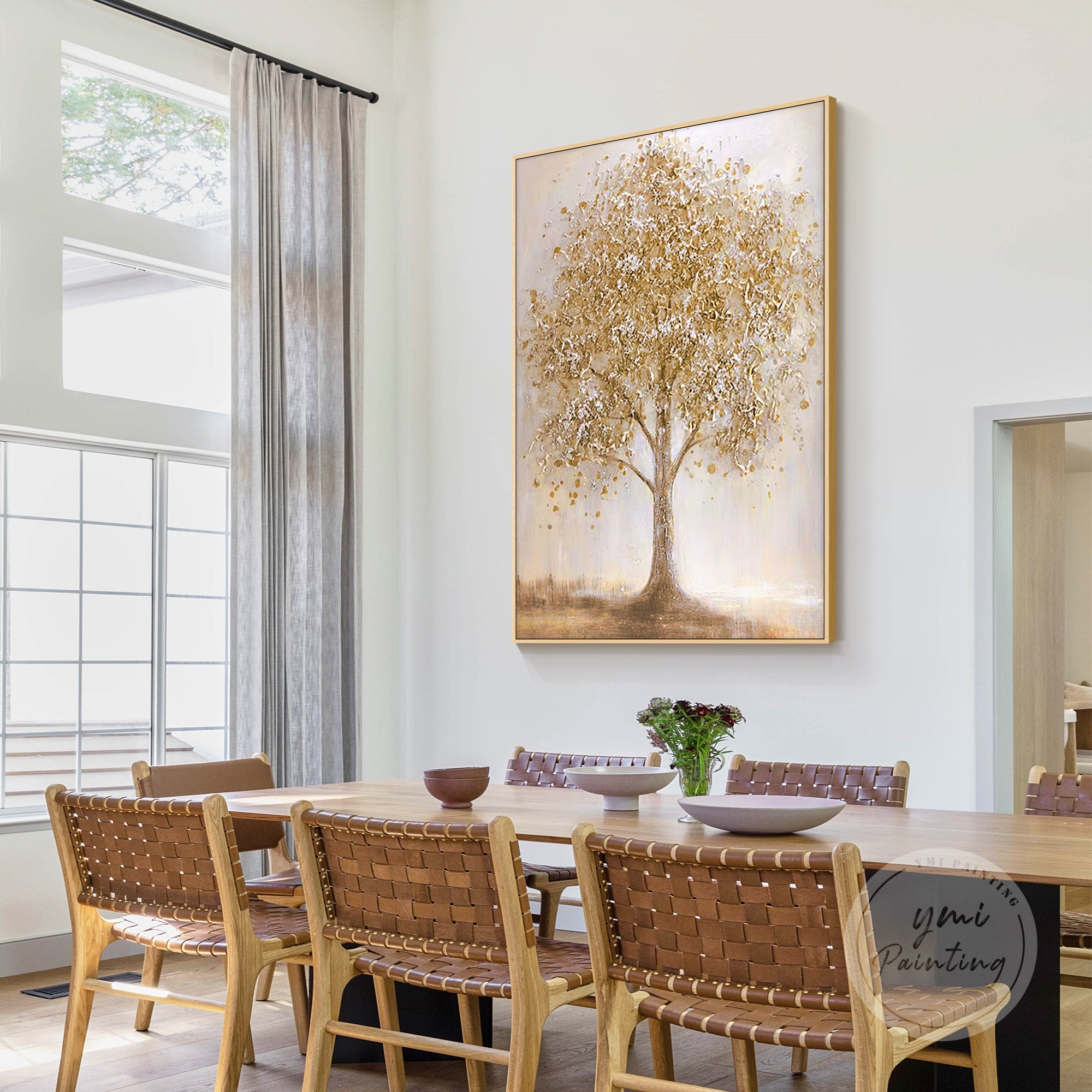 Luxurious tree-themed artwork with layered texture and peaceful scene.