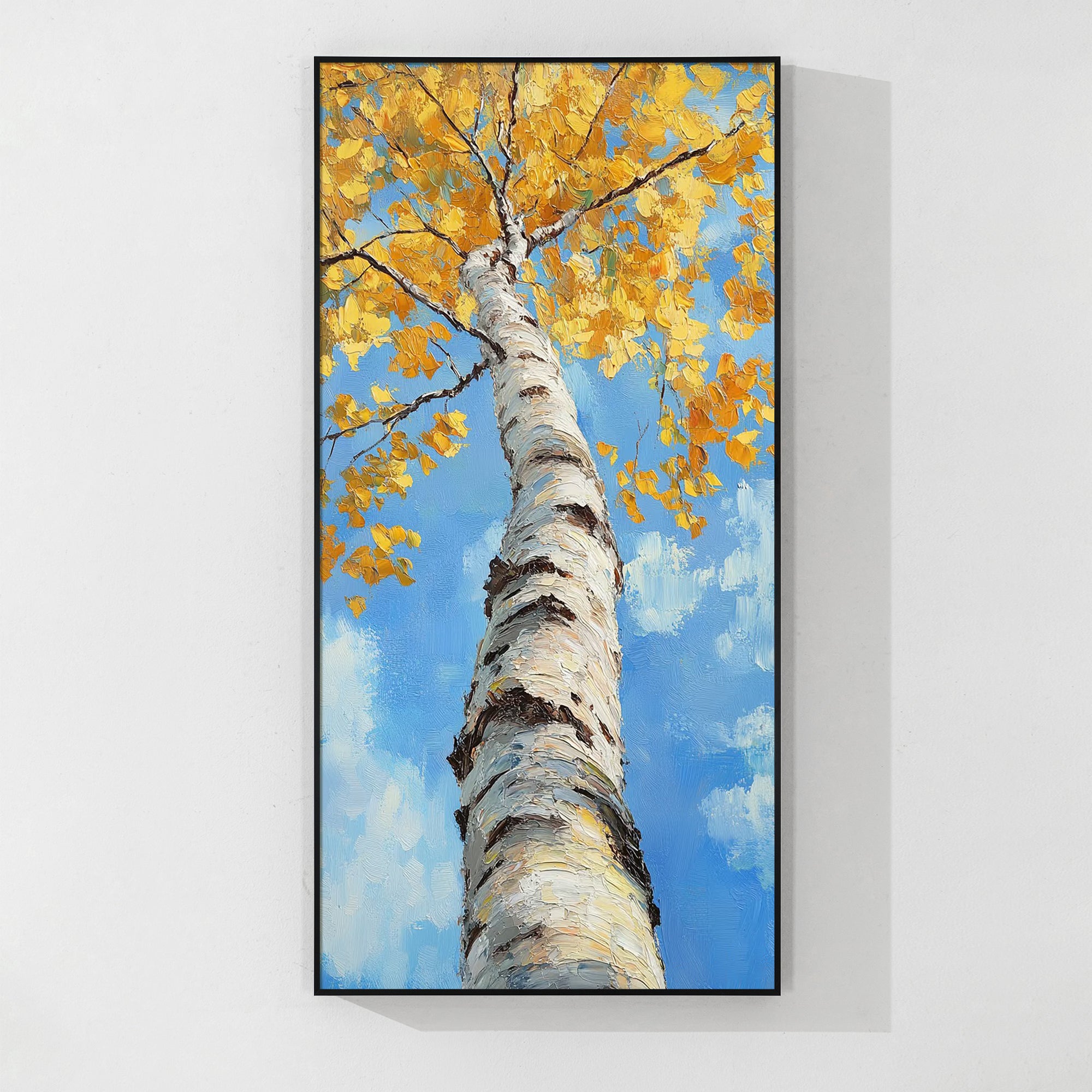 Autumn painting with vibrant fall colors, perfect for large wall art and living room decor.