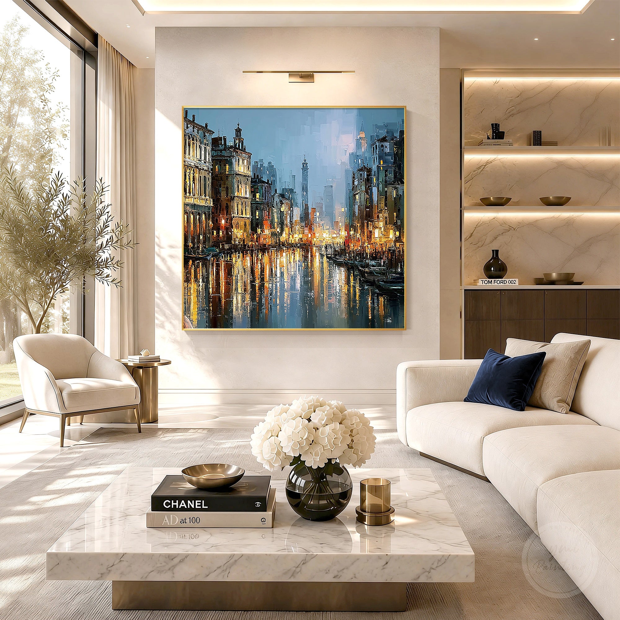 Venice Italy waterfront painting with architectural details