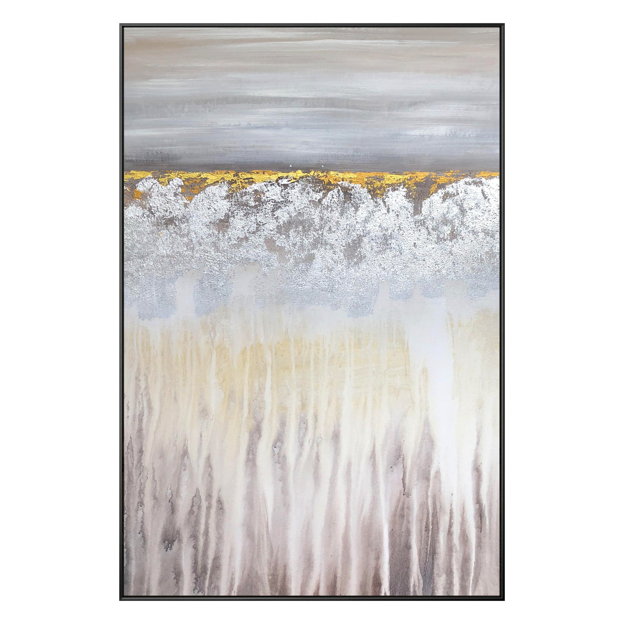 Brown Gray Gold Textured Abstract  Ocean Wall Art