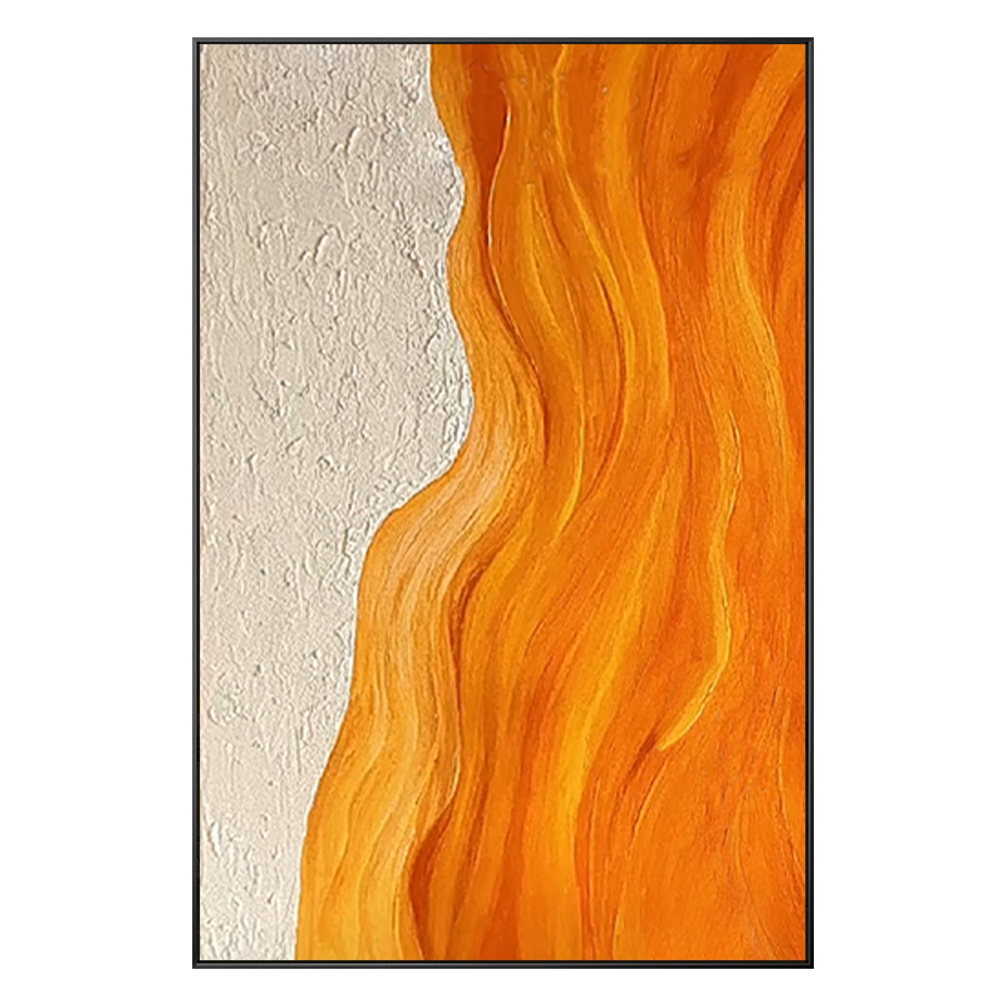 Orange Textured Abstract  Ocean Wall Art Beach Painting