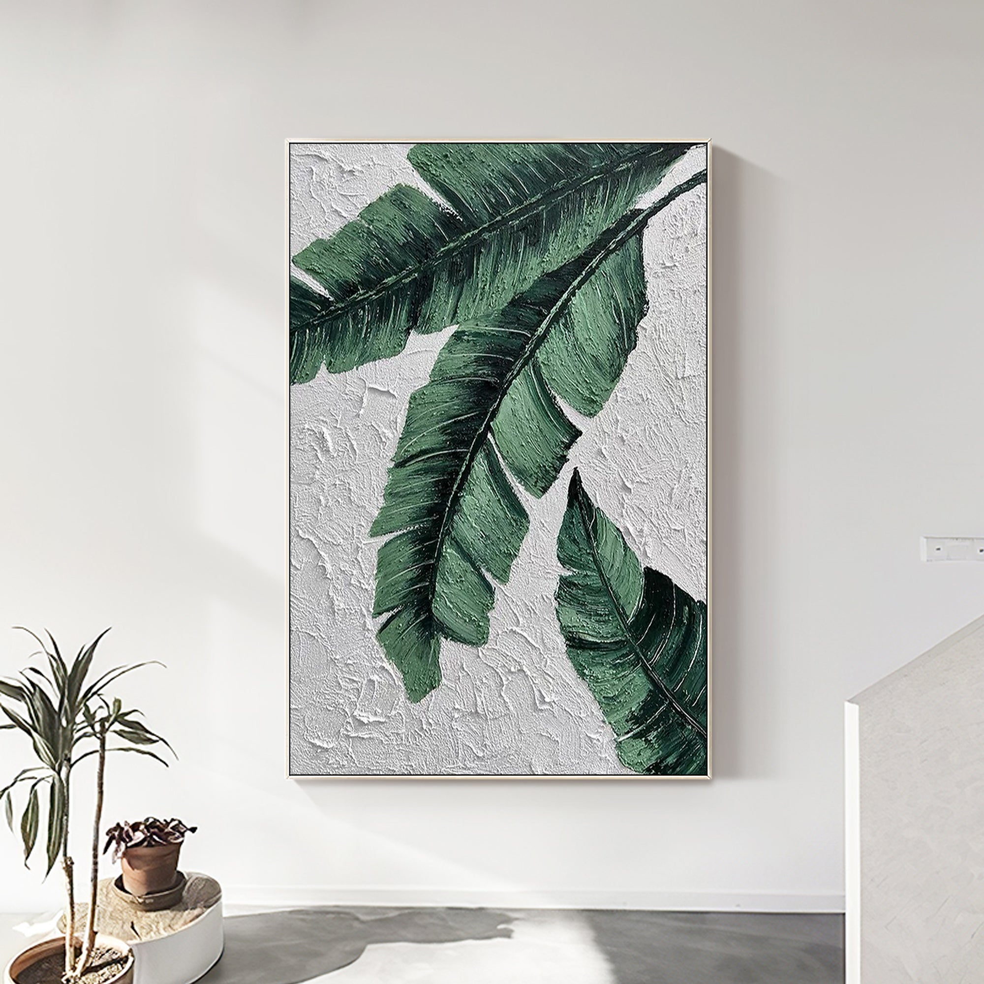 Tropical Plant Leaf Painting Textured Framed  Wall Art