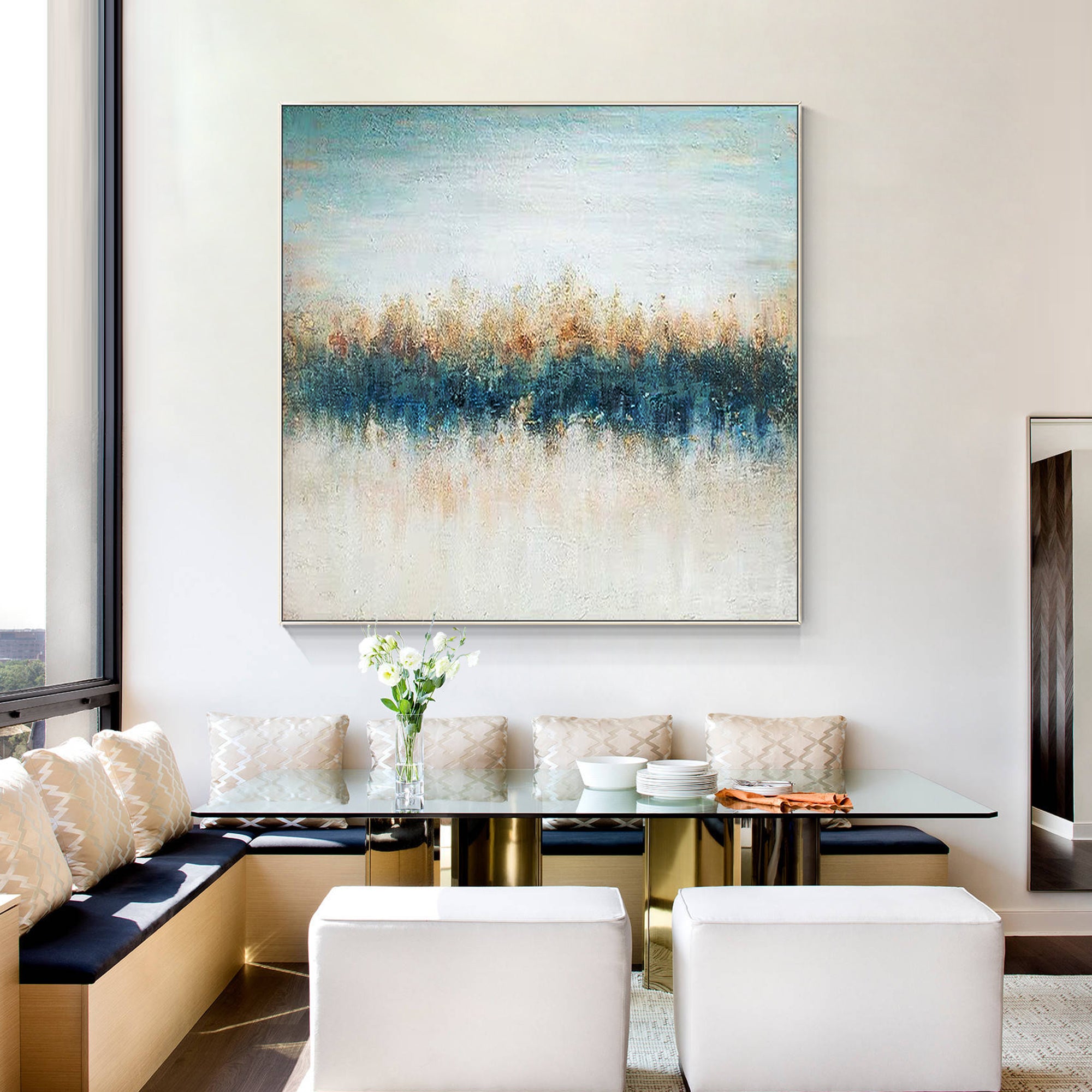 Blue and Gold Abstract wall art