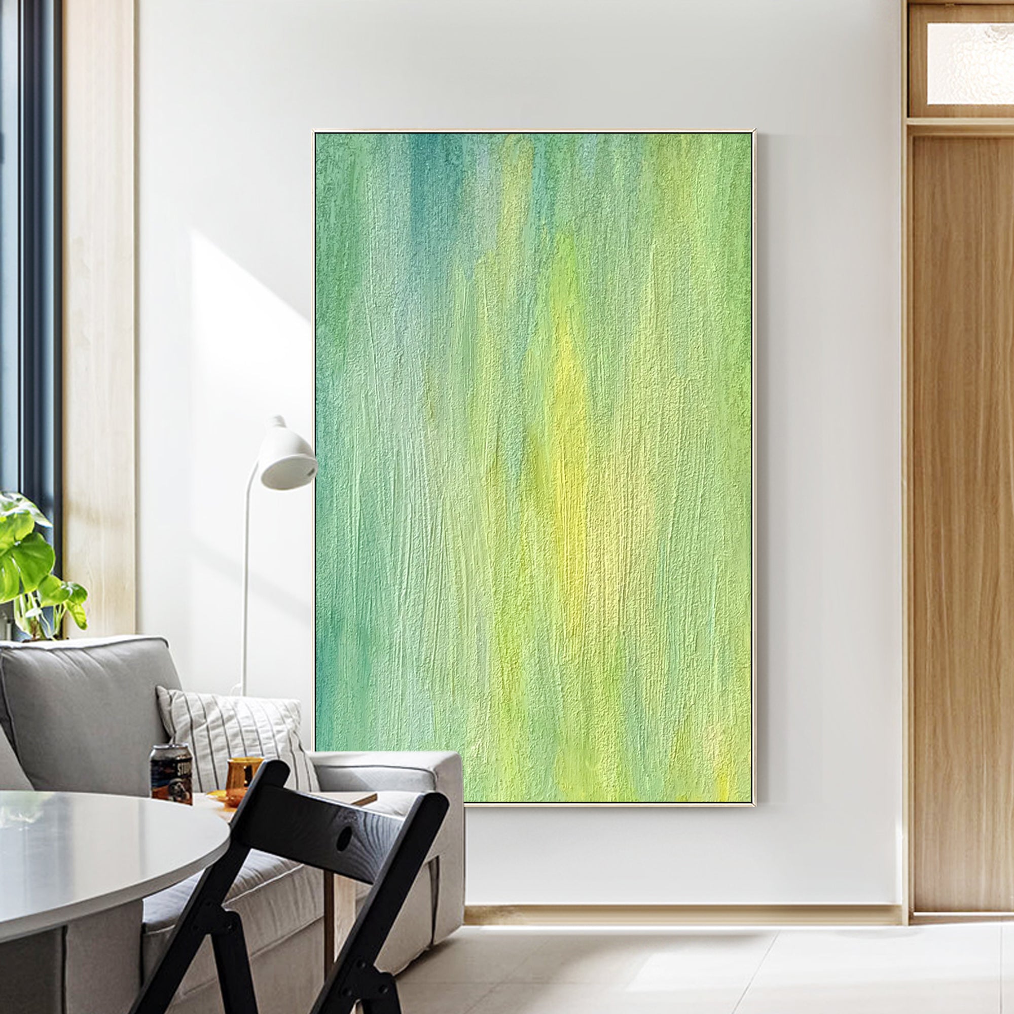 Abstract Green Textured Vertical Wall Art