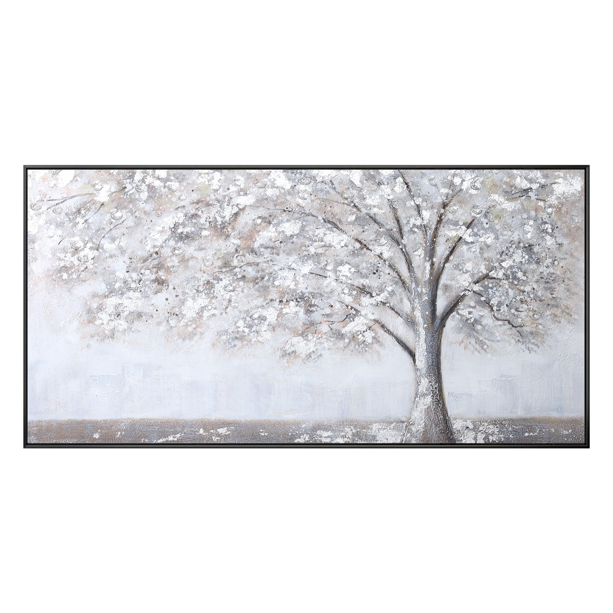 Blossom tree wall art sliver and gray