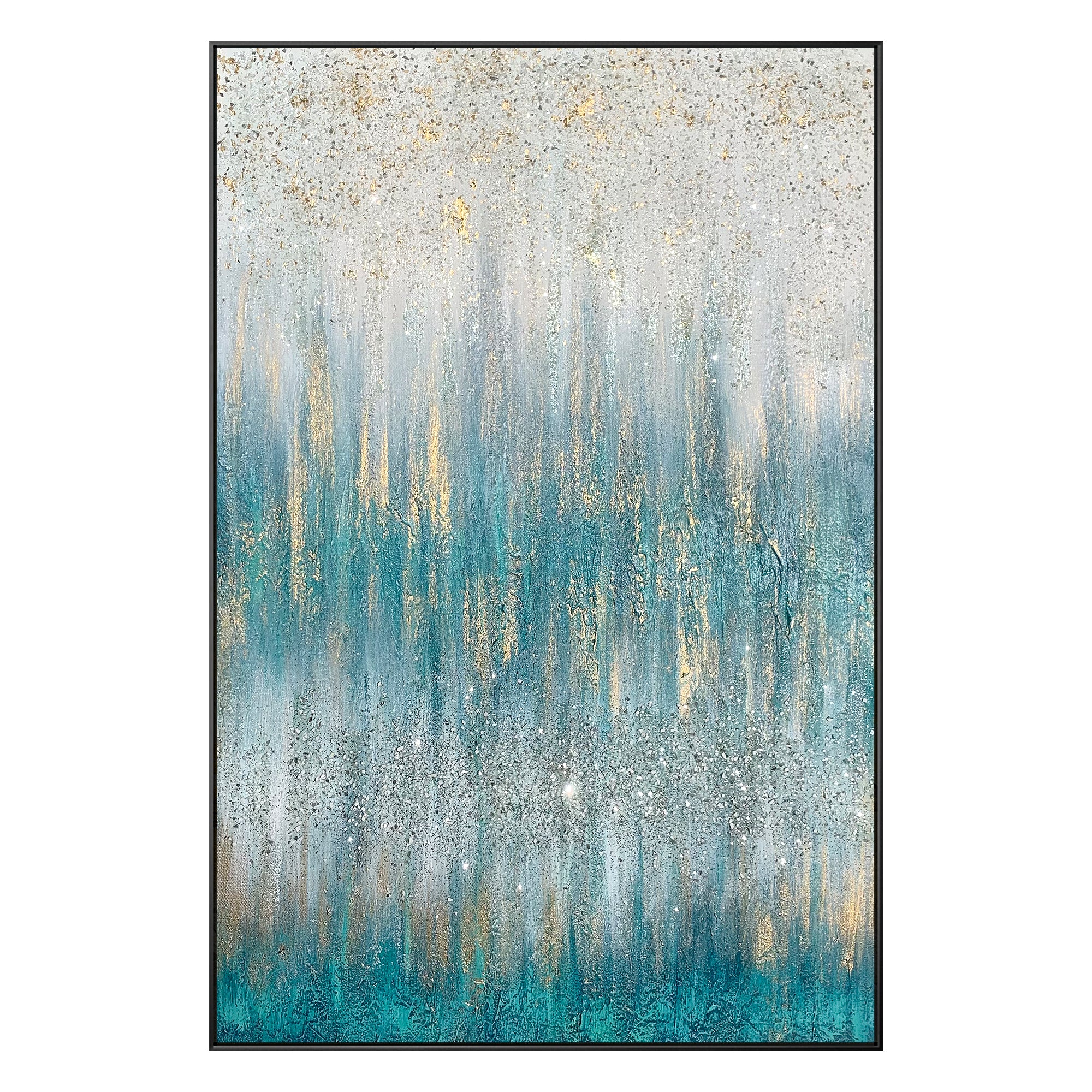 Teal and gold Textured painting