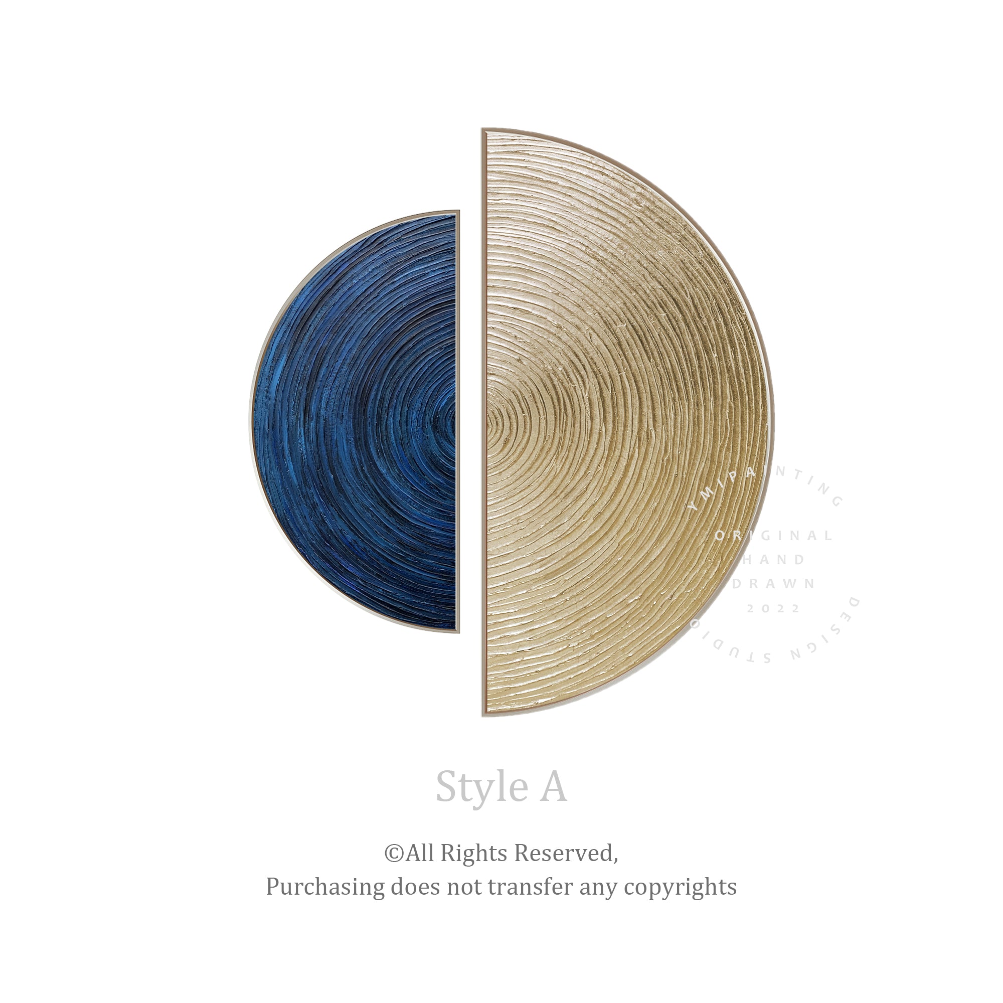 Navy Gold modern semicircle art