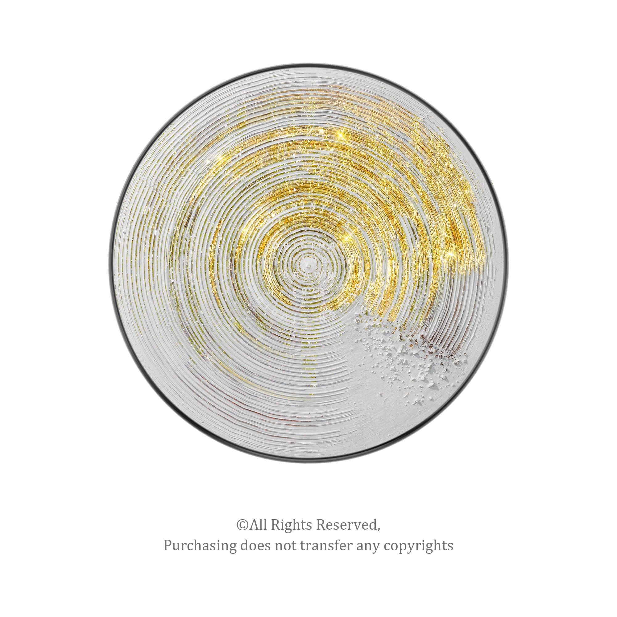 Modern Minimalist wall art gold and white round framed