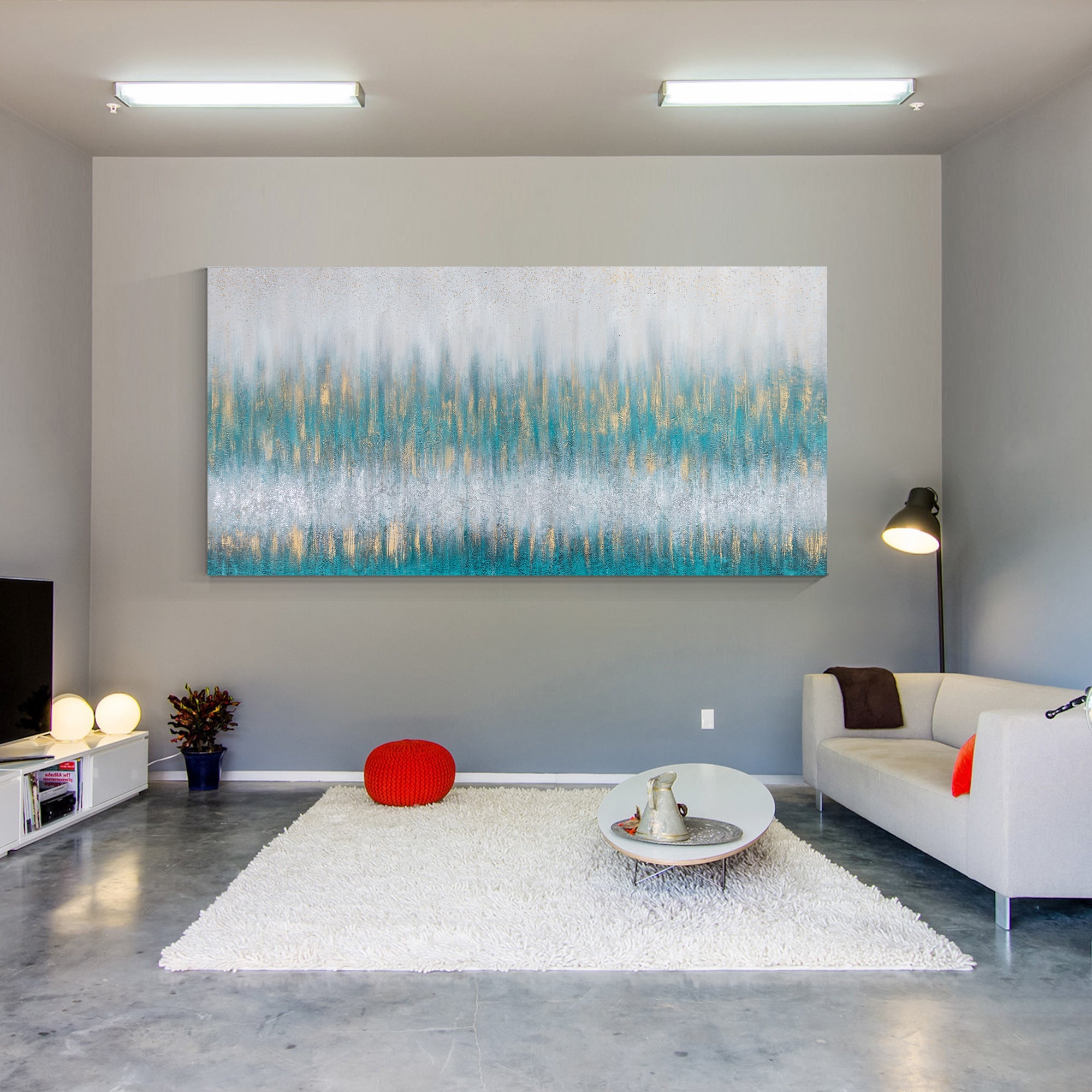 Teal Gold Glitter Wall Art #YMA0312