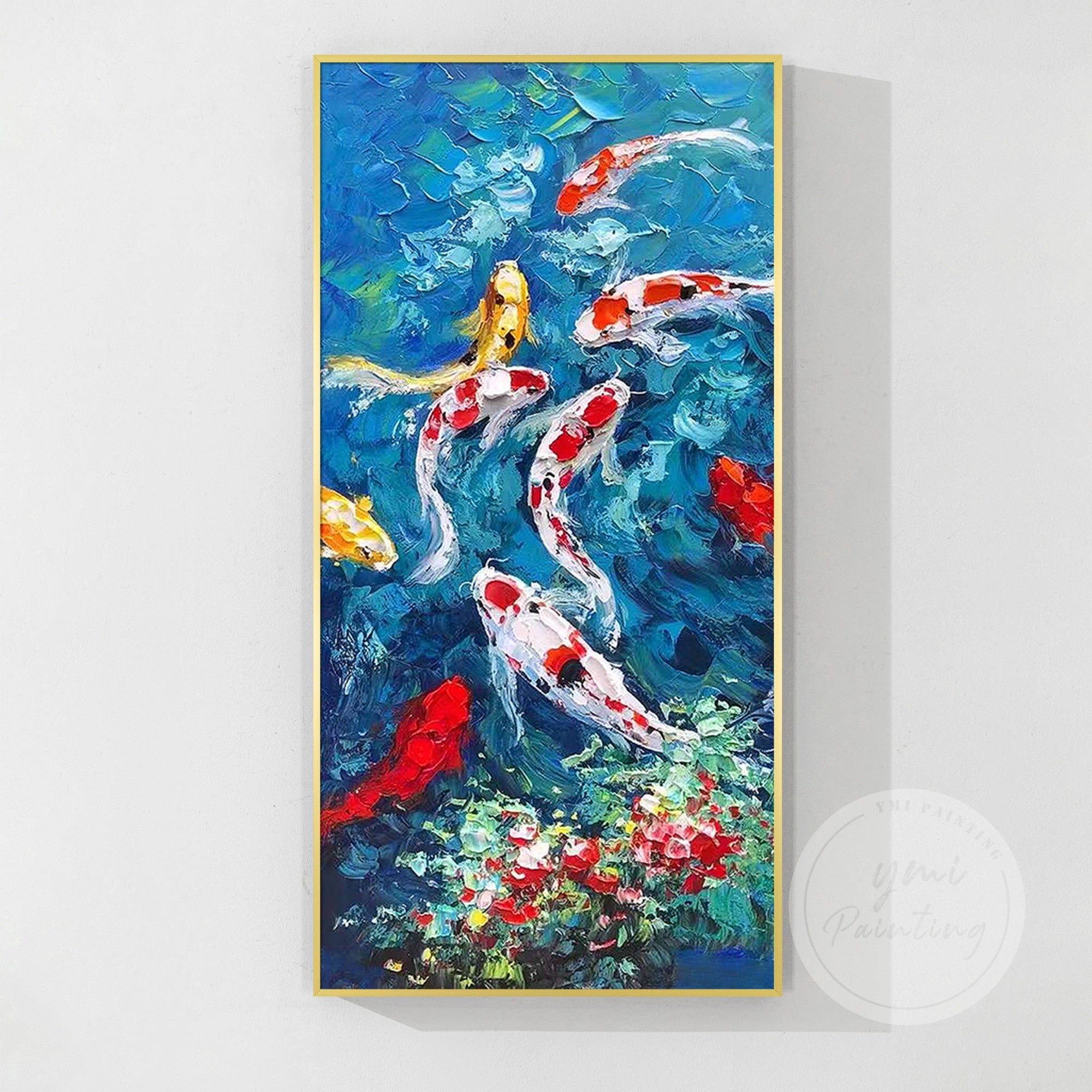 Vibrant Koi Fish Vastu Oil Painting