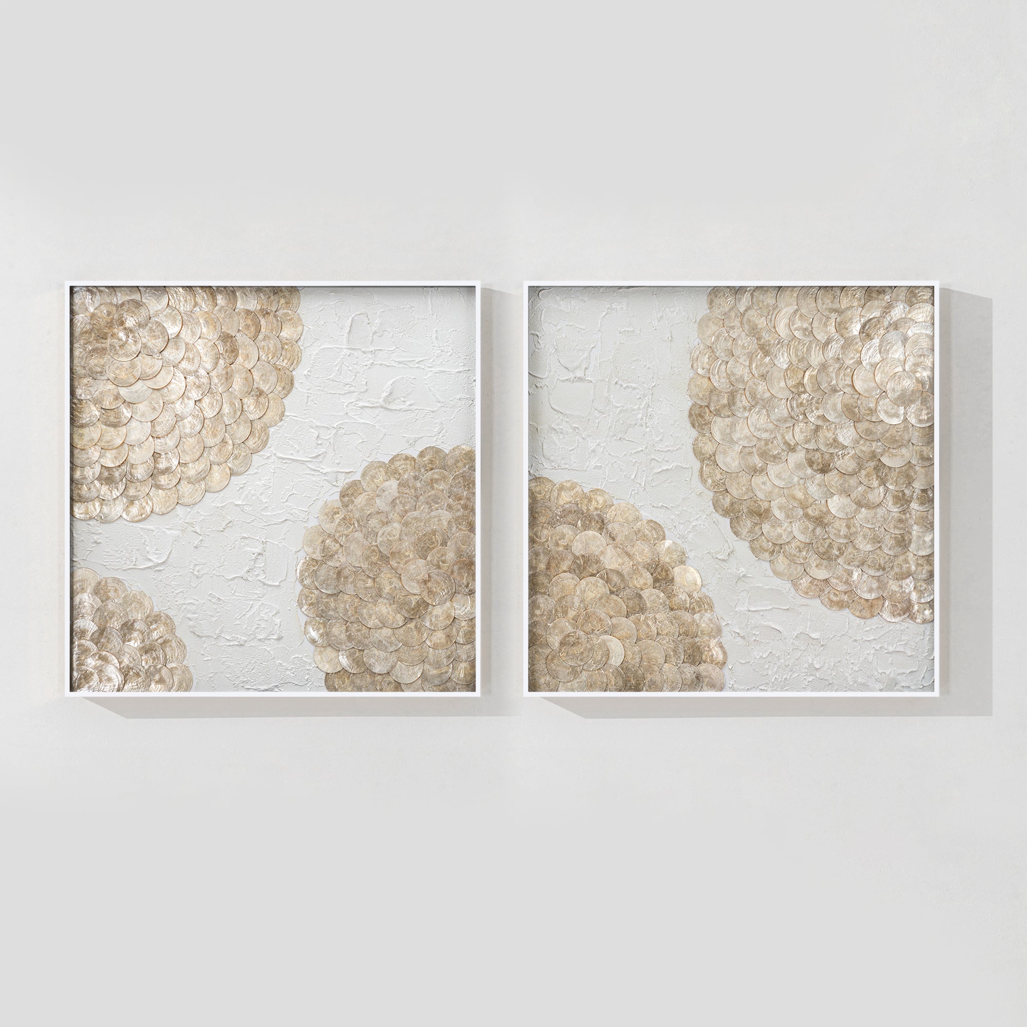 Natural capiz shell wall art featuring organic textures and handcrafted refinement.