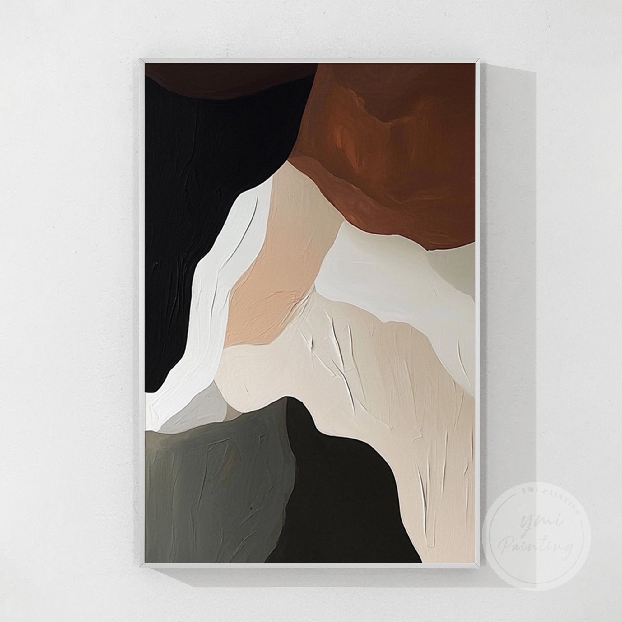 Subtle layered abstract painting in neutral tones for serene home decoration.