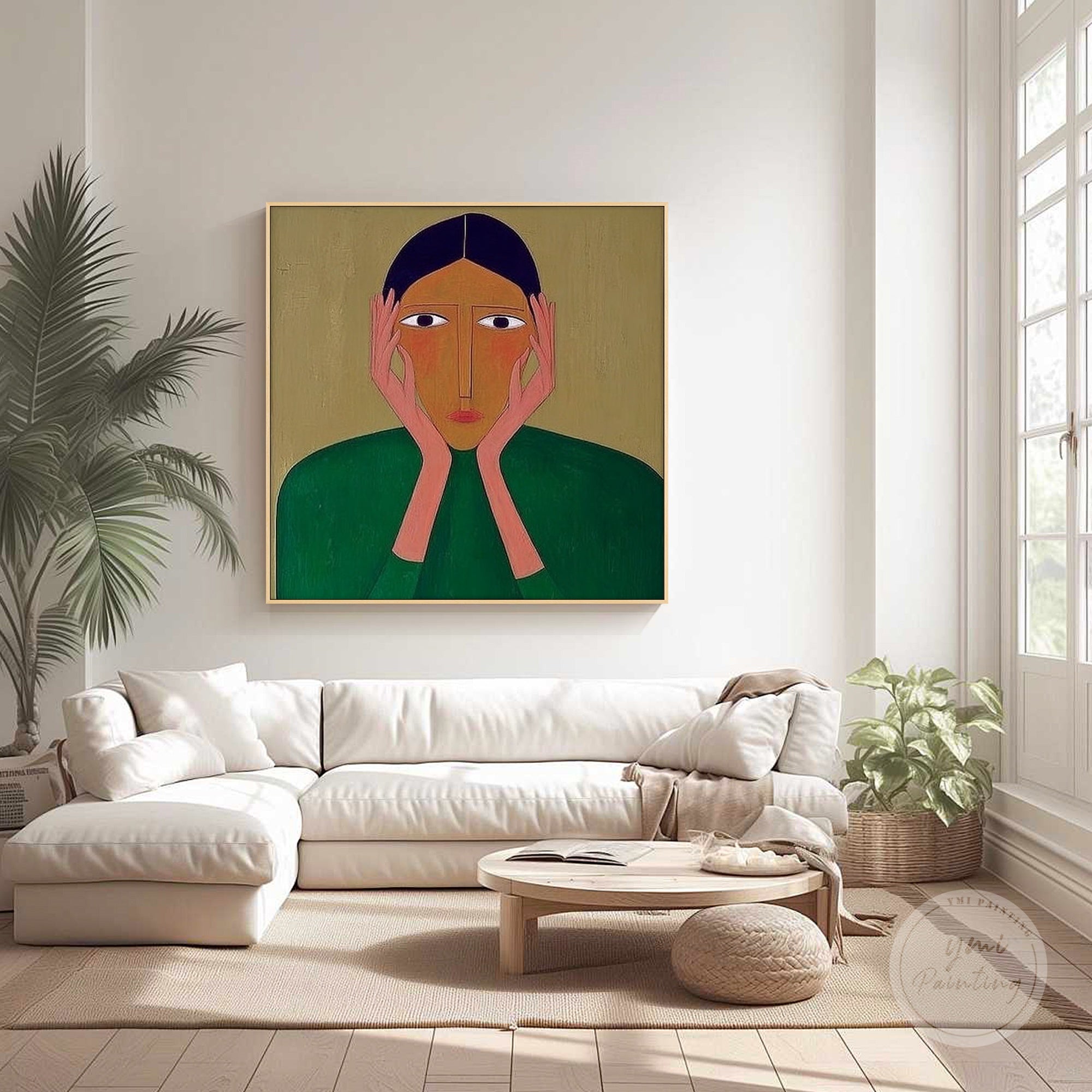 Naive primitive style abstract art featuring vivid color contrasts and dynamic brushstrokes, adding energy to any room.