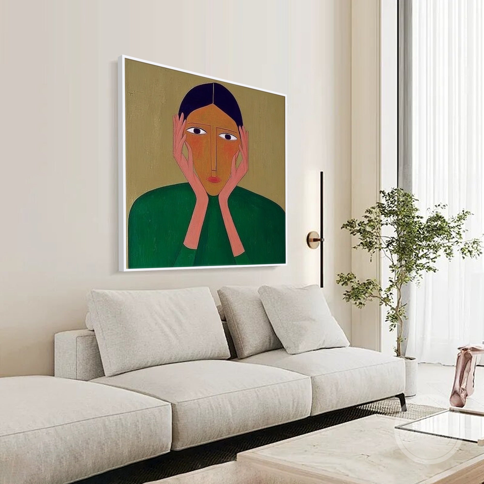 Textured abstract portrait canvas, ideal for adding depth and emotion to living spaces.
