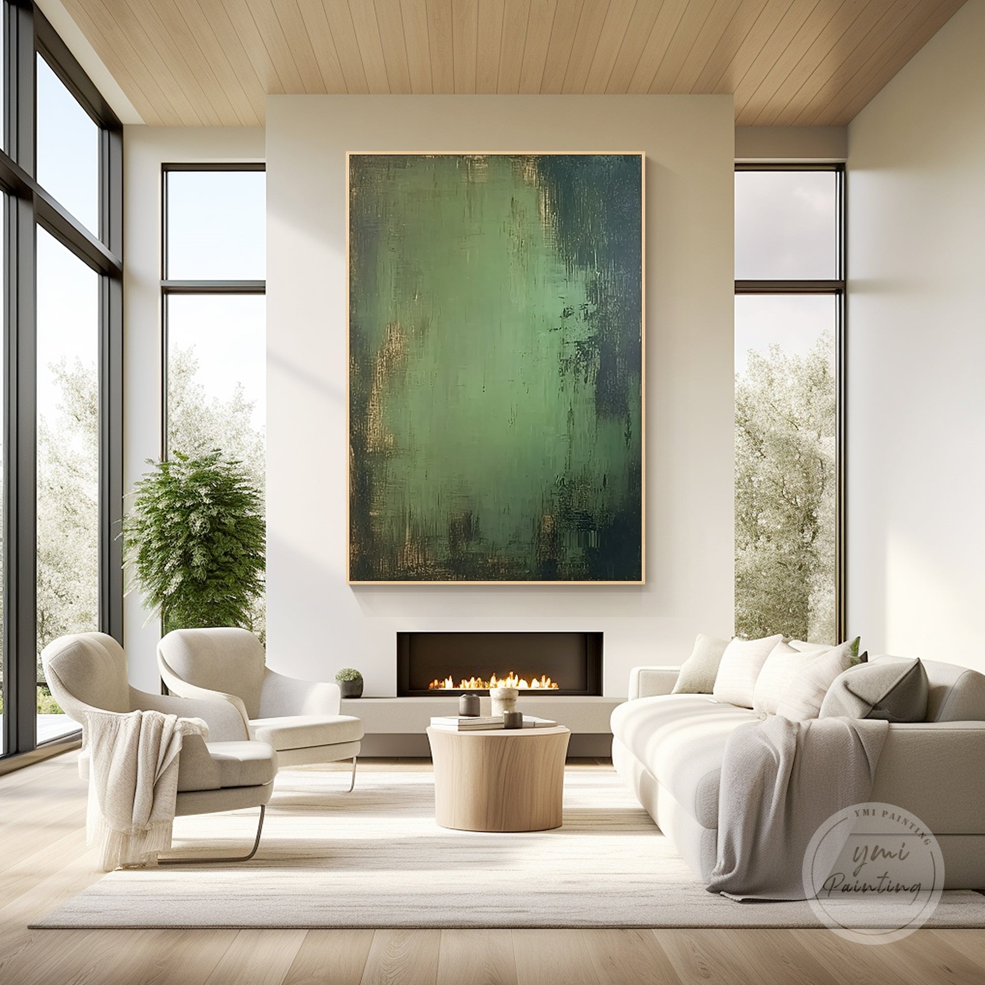 Emerald green and gold wall art for modern decor