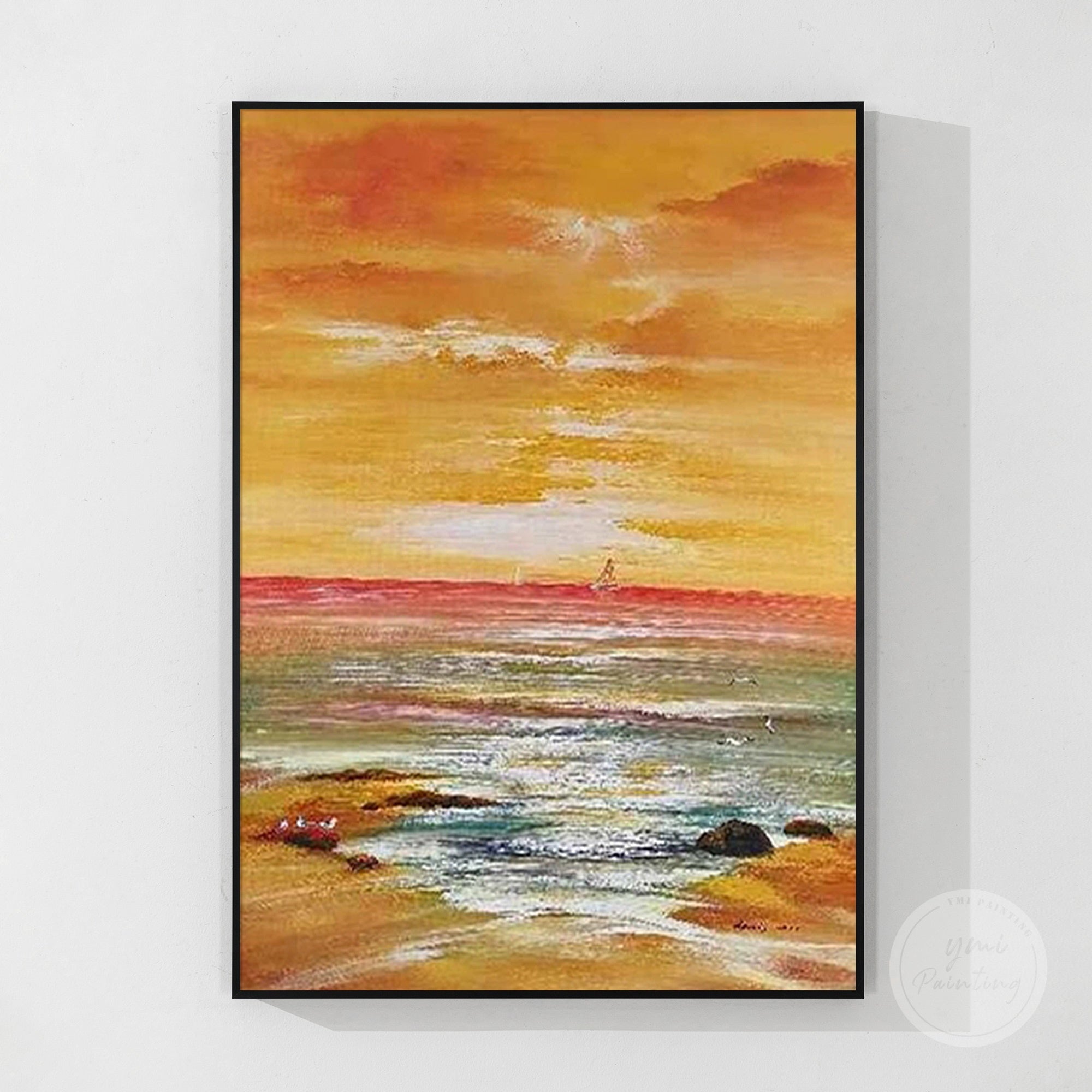 large sunset ocean wall art ideal for bedroom or entryway