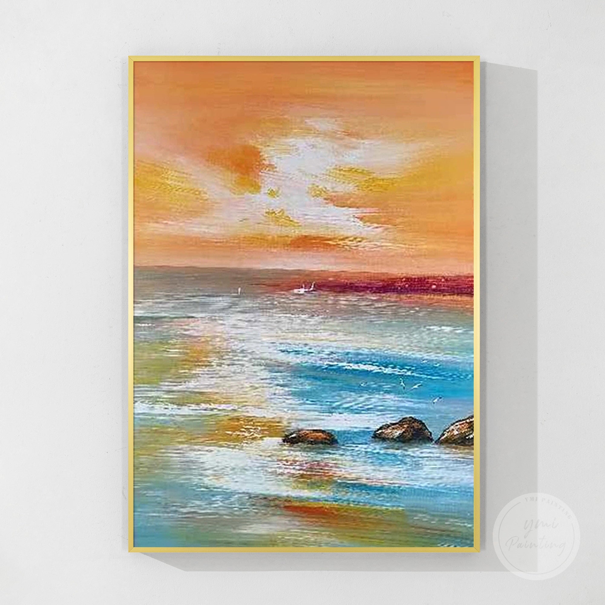 large ocean sunset wall art perfect for living room or entryway