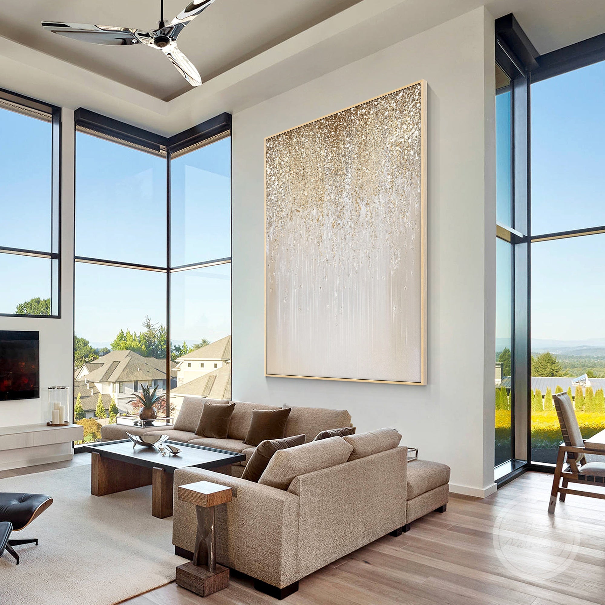 Shimmering glitter canvas that reflects light beautifully.