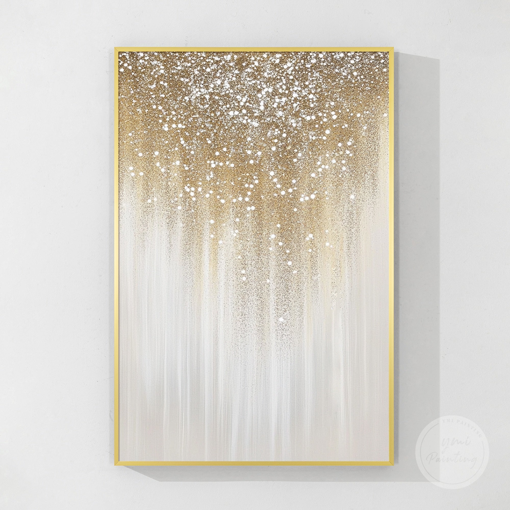 Luxury glitter canvas painting with abstract shimmering patterns for modern homes.