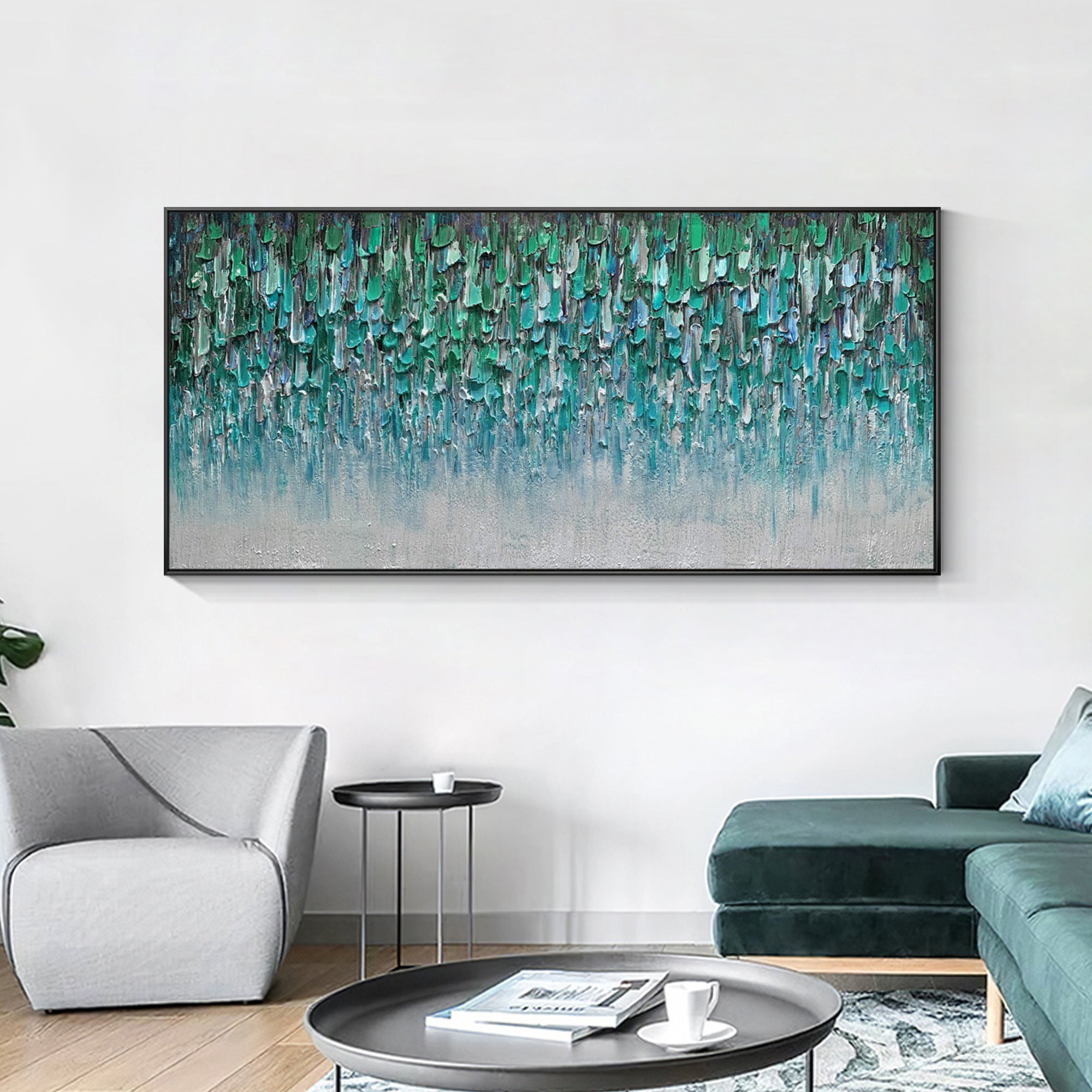 Teal Green Textured Abstract Wall Art