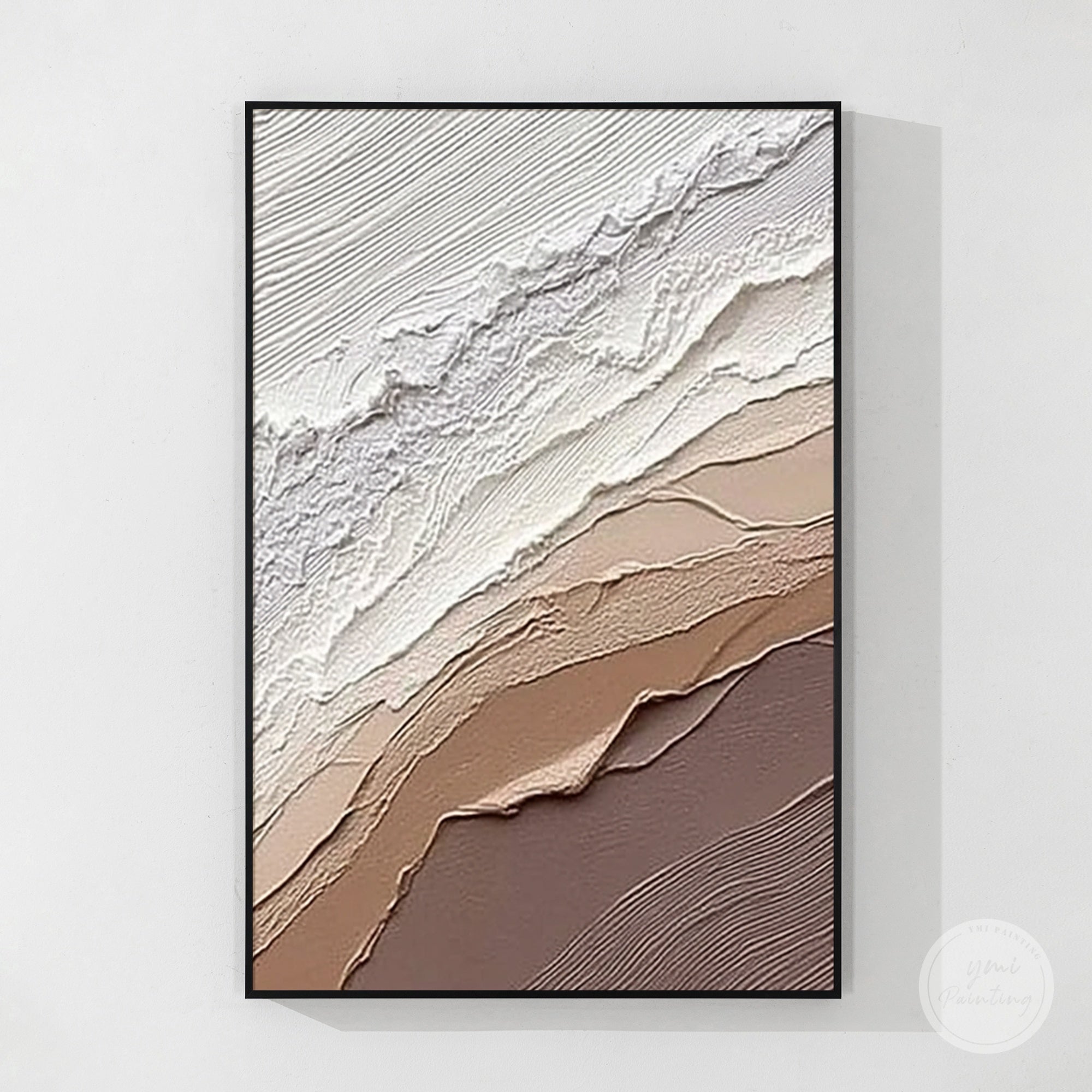 beige abstract texture wall art with layered surface