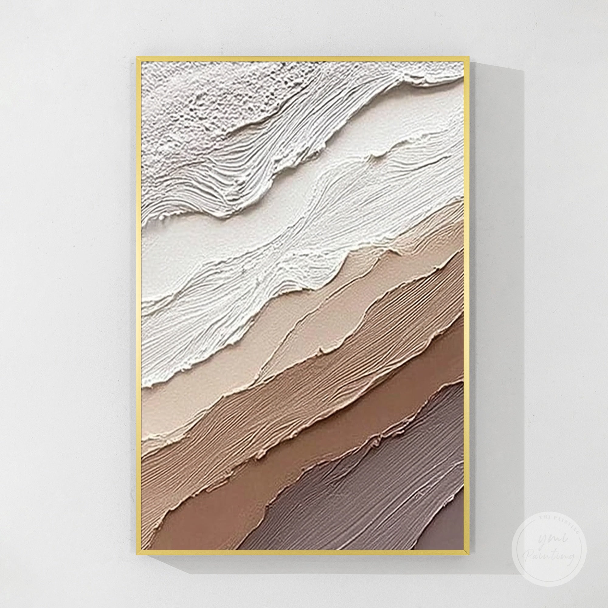 neutral abstract texture wall art with layered surface