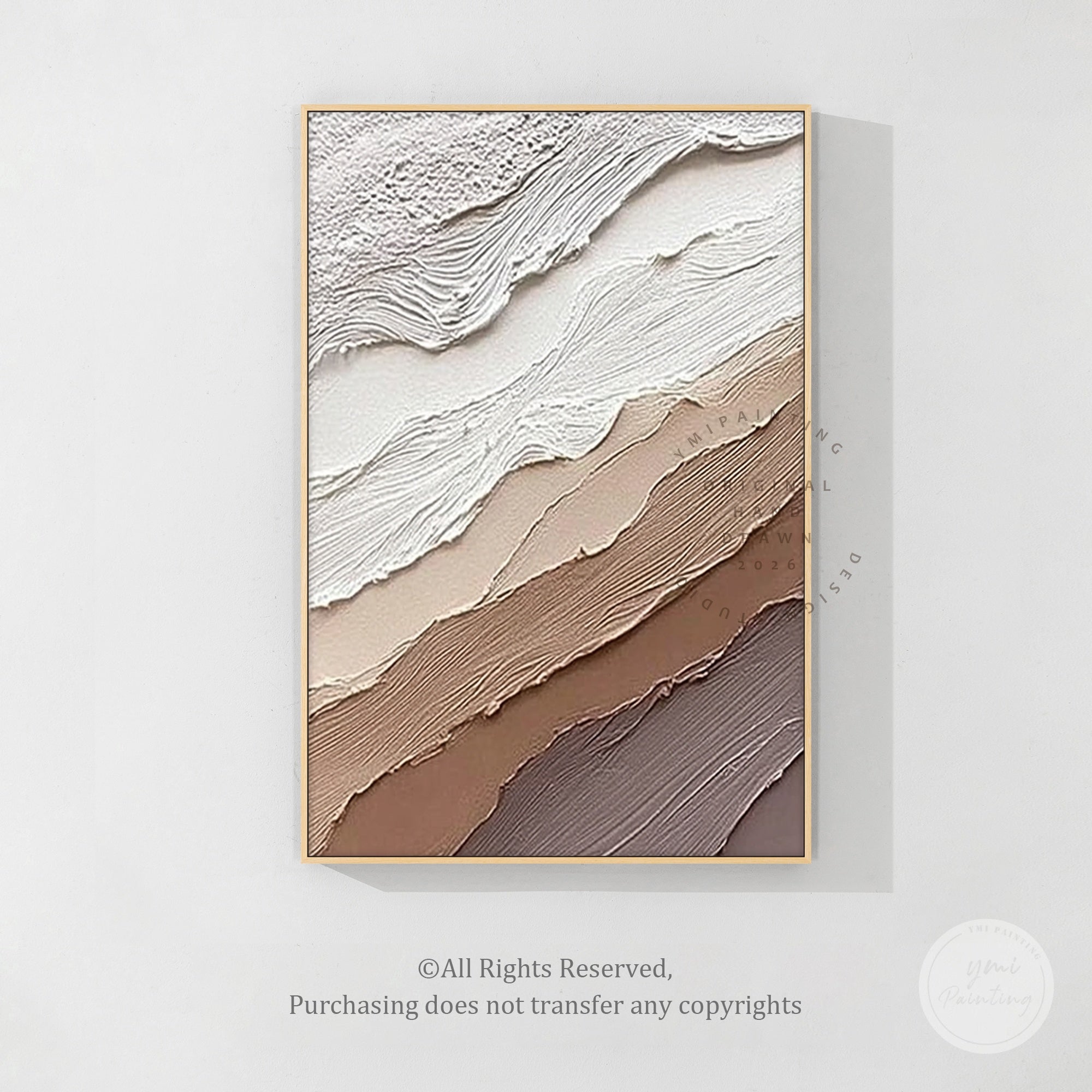 abstract wall art with layered beige tones