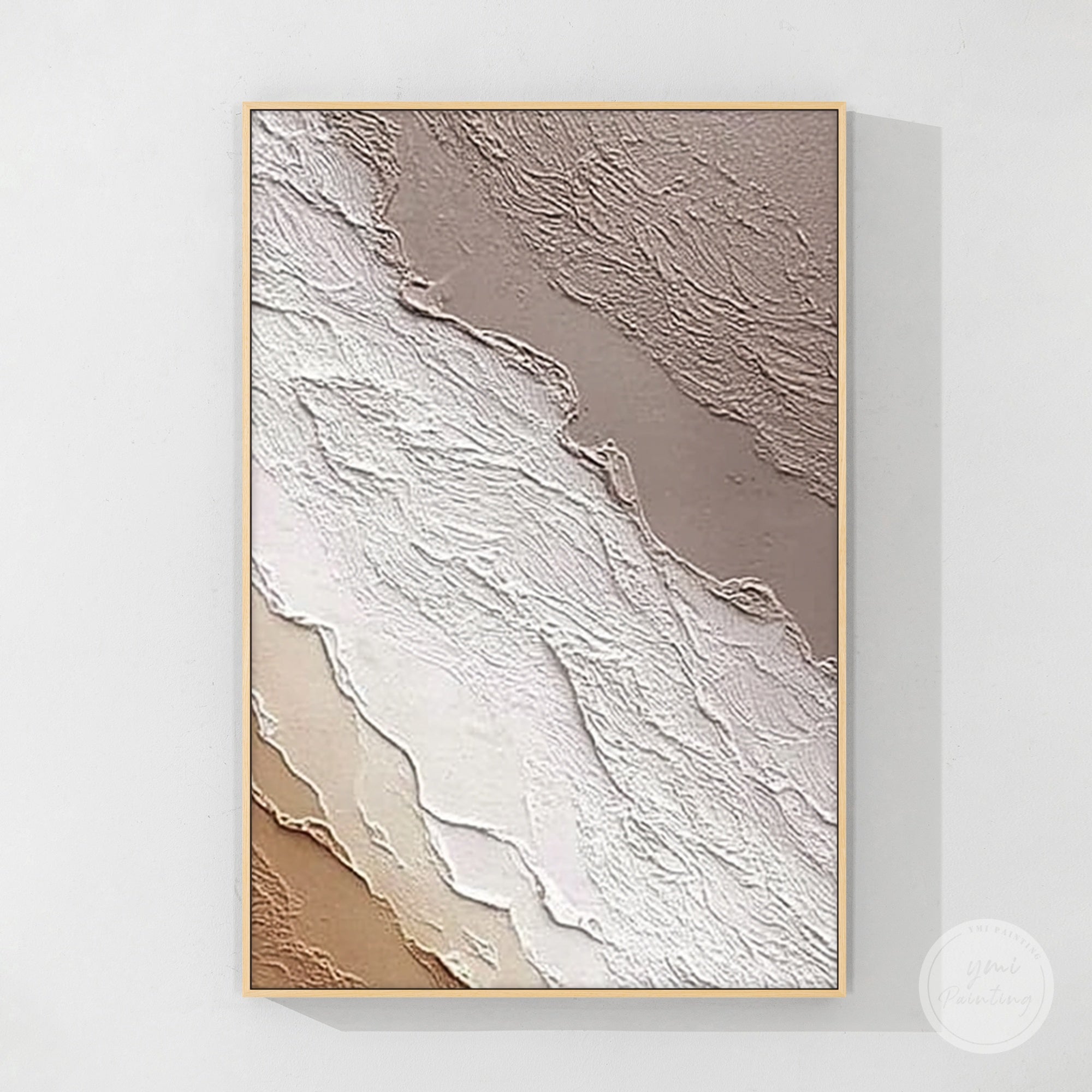 Abstract beige textured plaster wall art