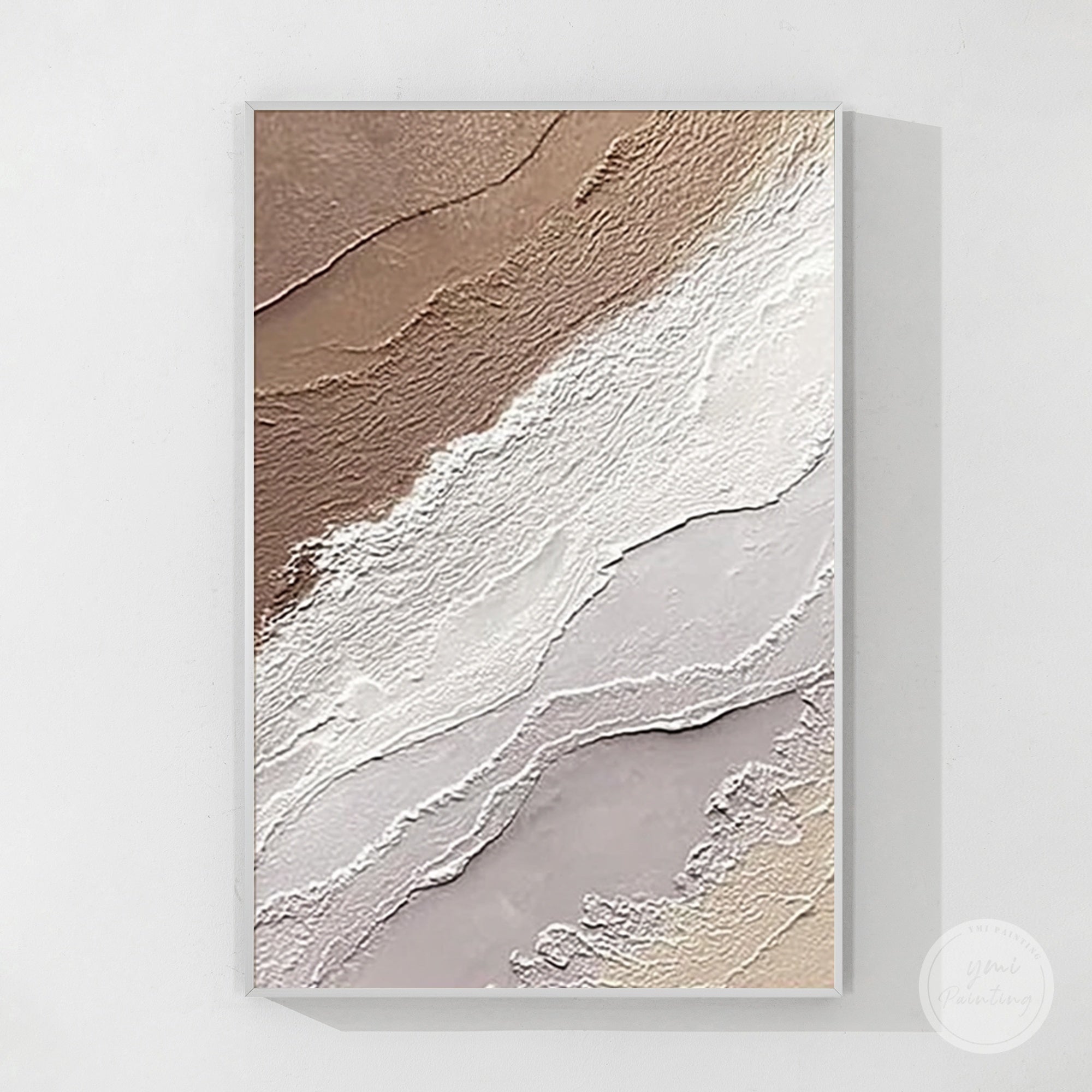 Abstract beige and white textured wall art
