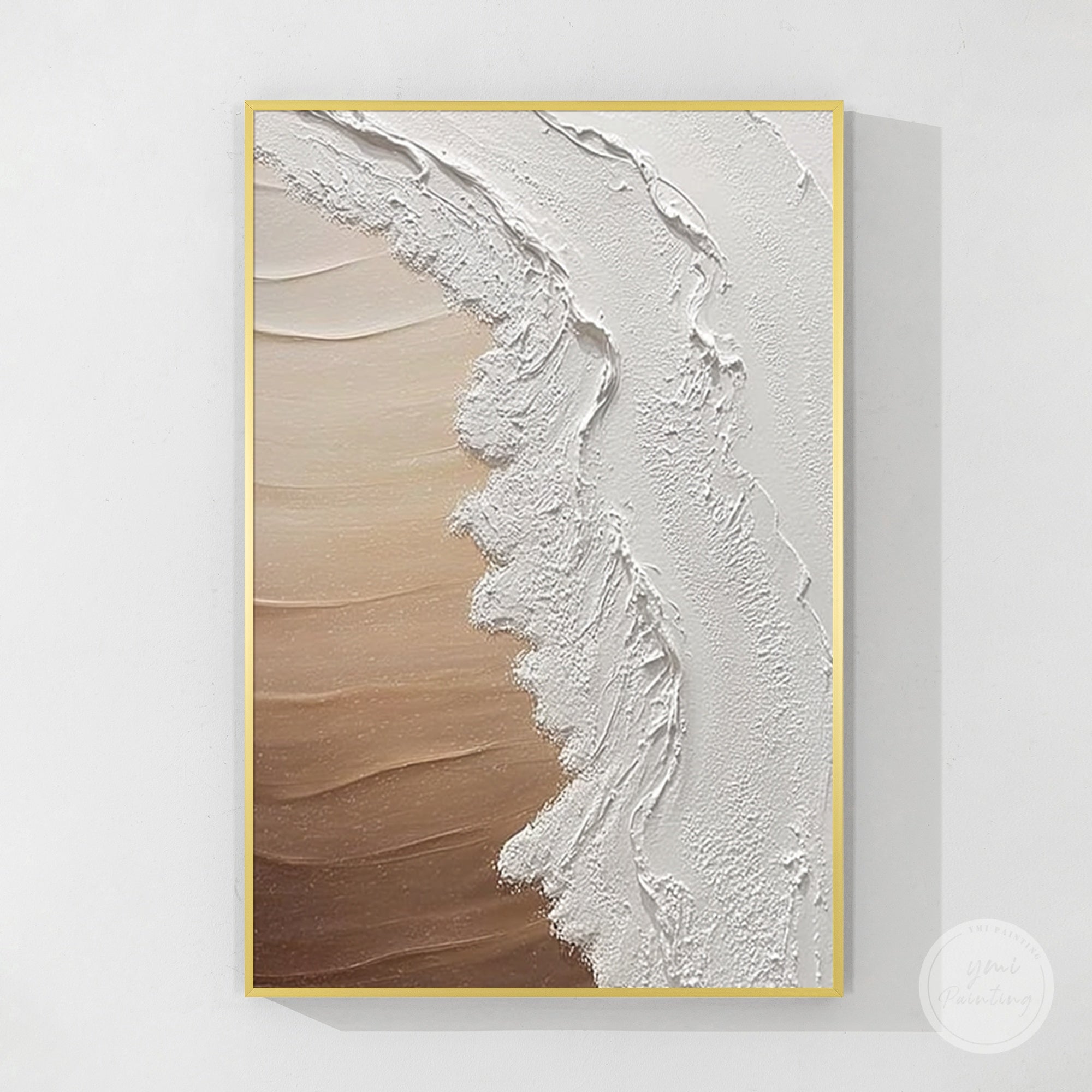 Abstract beige white textured wall art