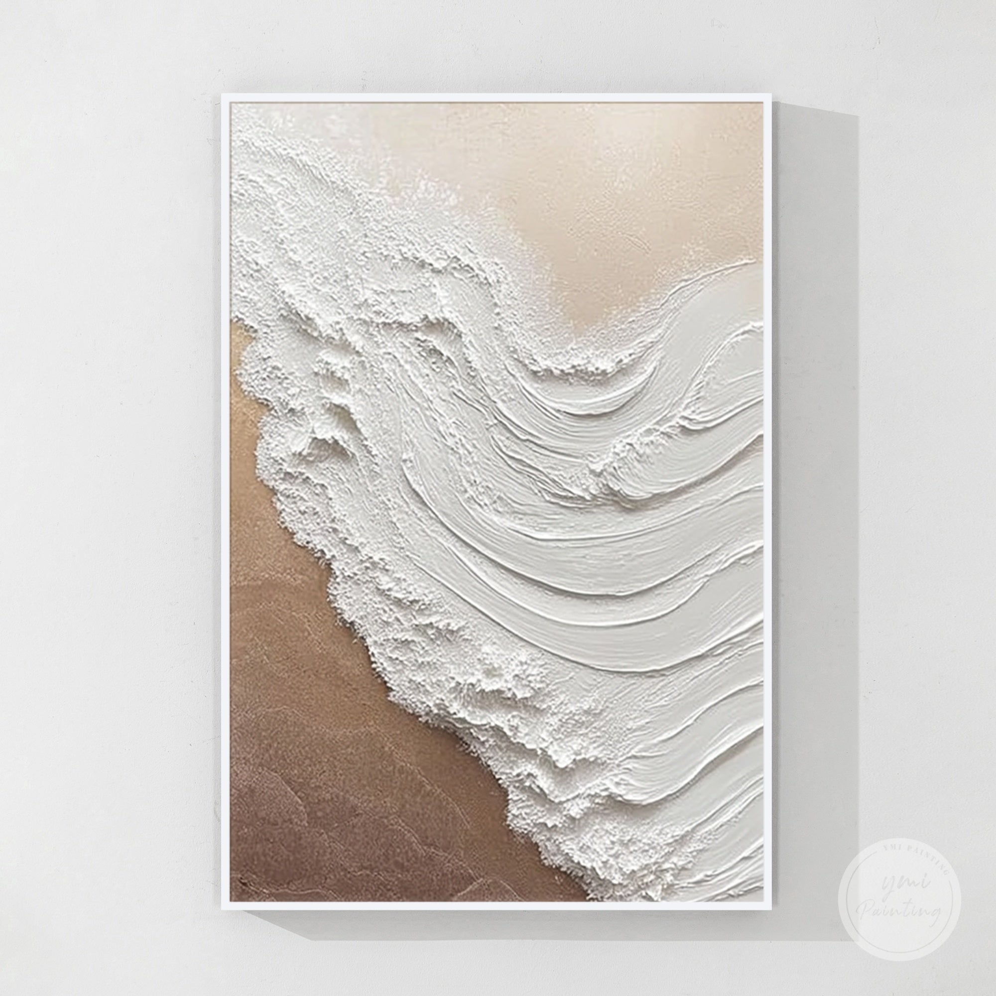 Abstract coastal textured wall art with wave design