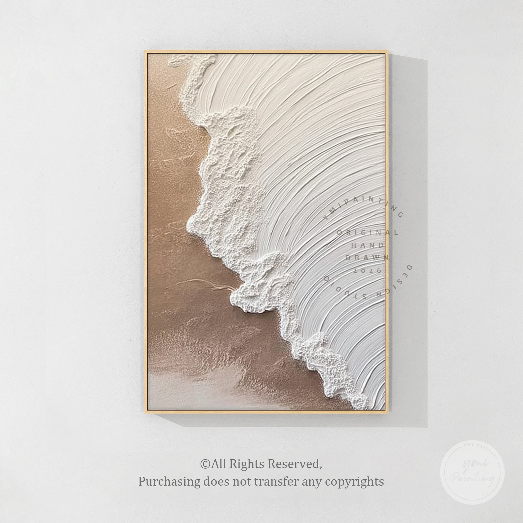 Contemporary textured artwork with white wave details