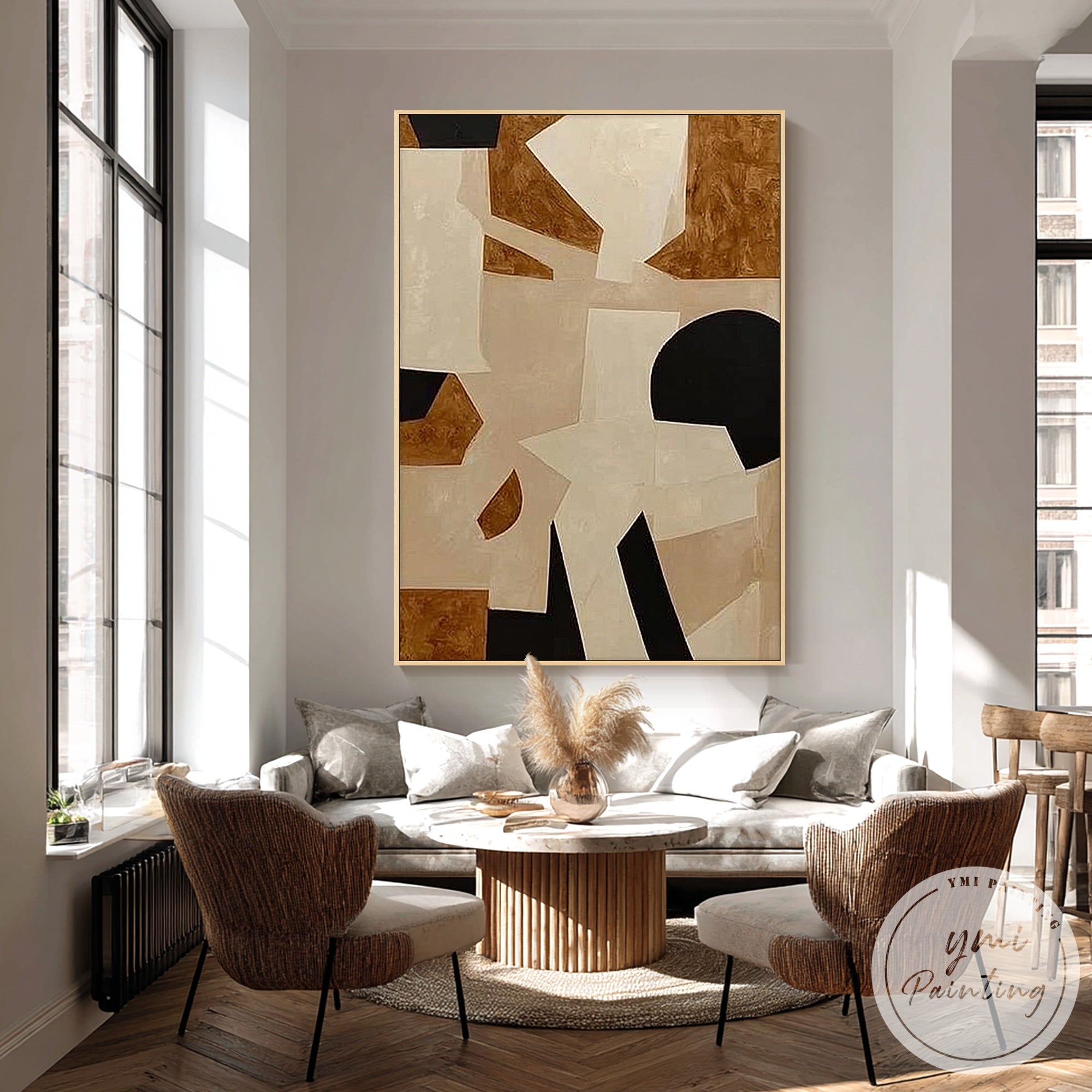 Large minimalist geometric canvas artwork design