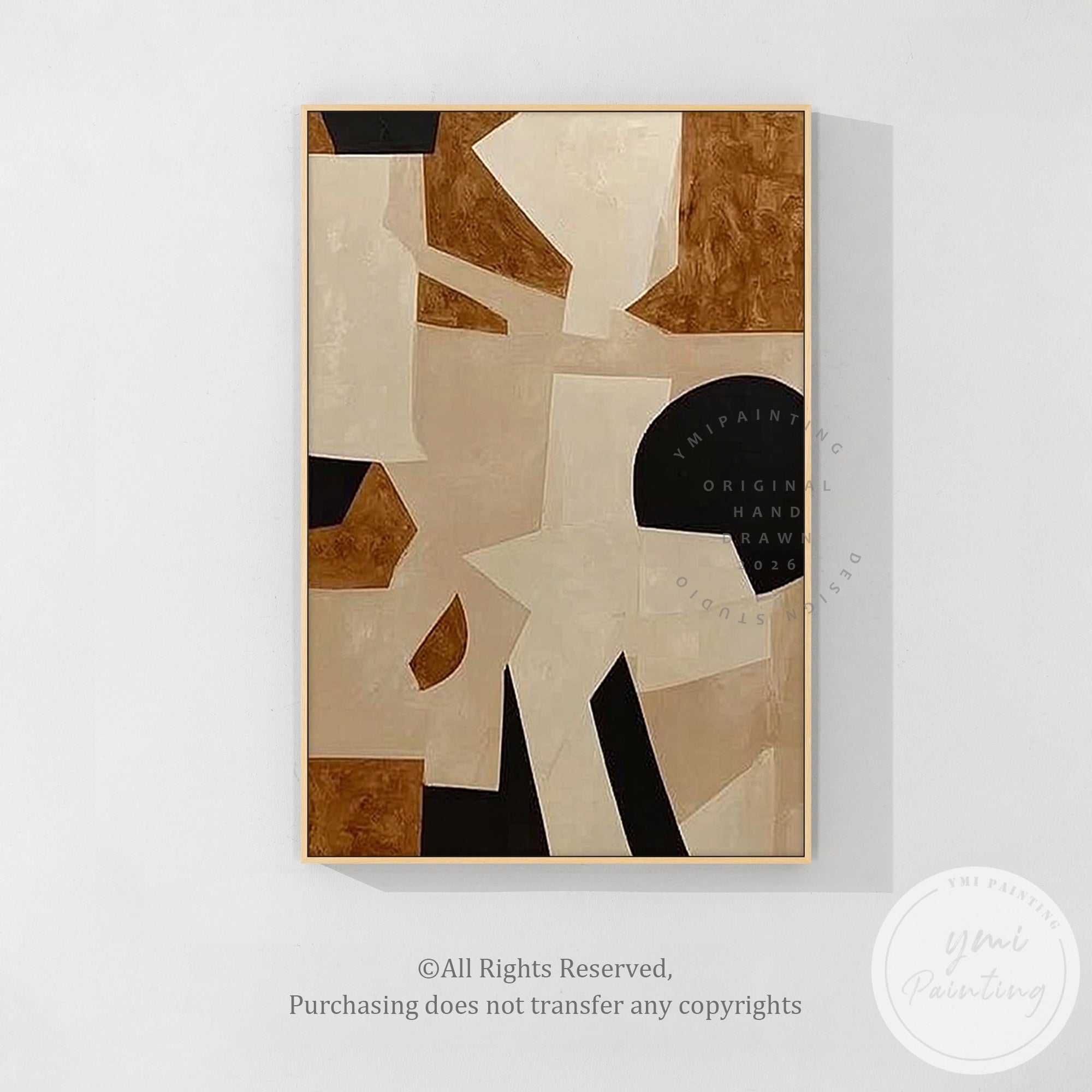 Neutral color palette geometric wall art print