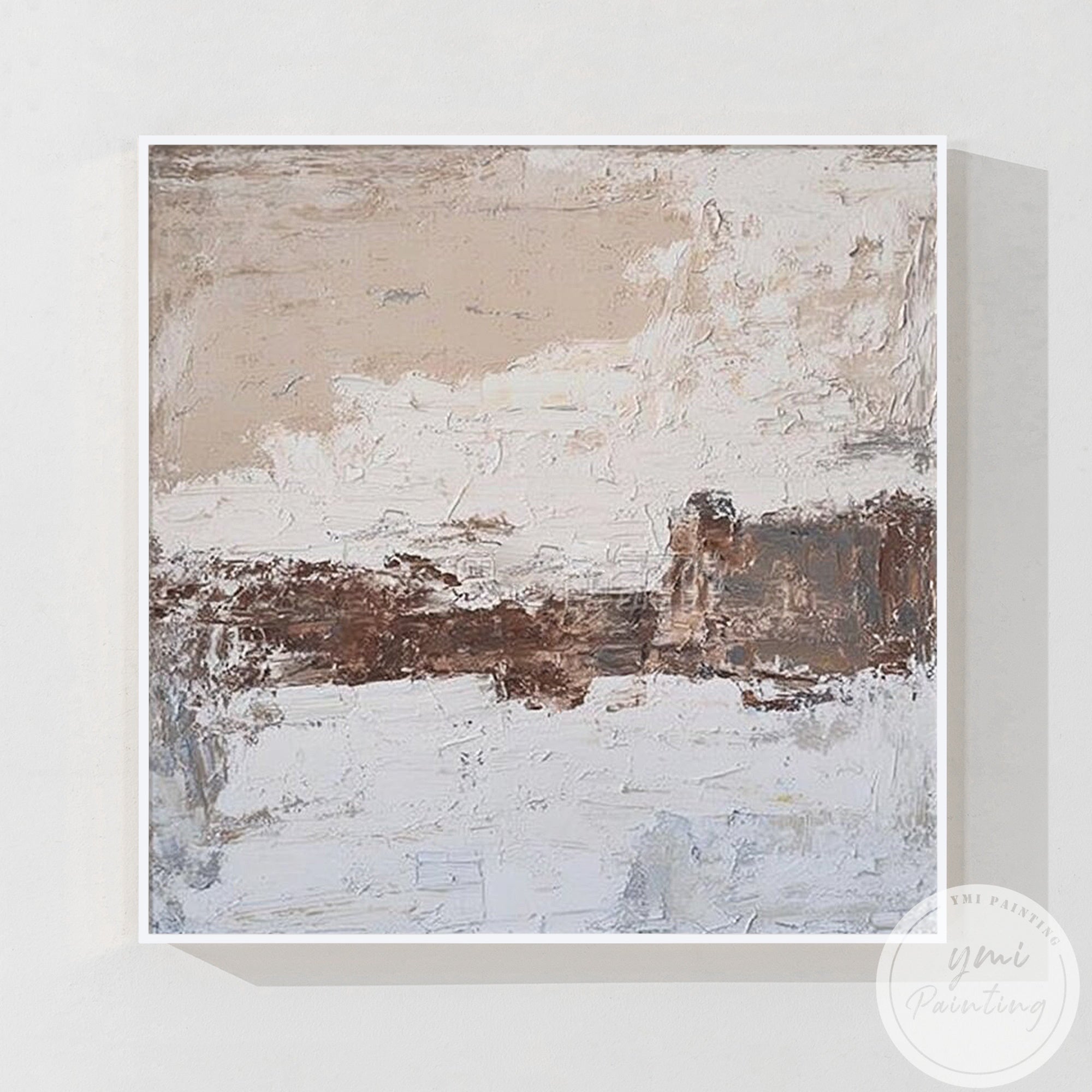 textured abstract painting with natural tones and quiet mood