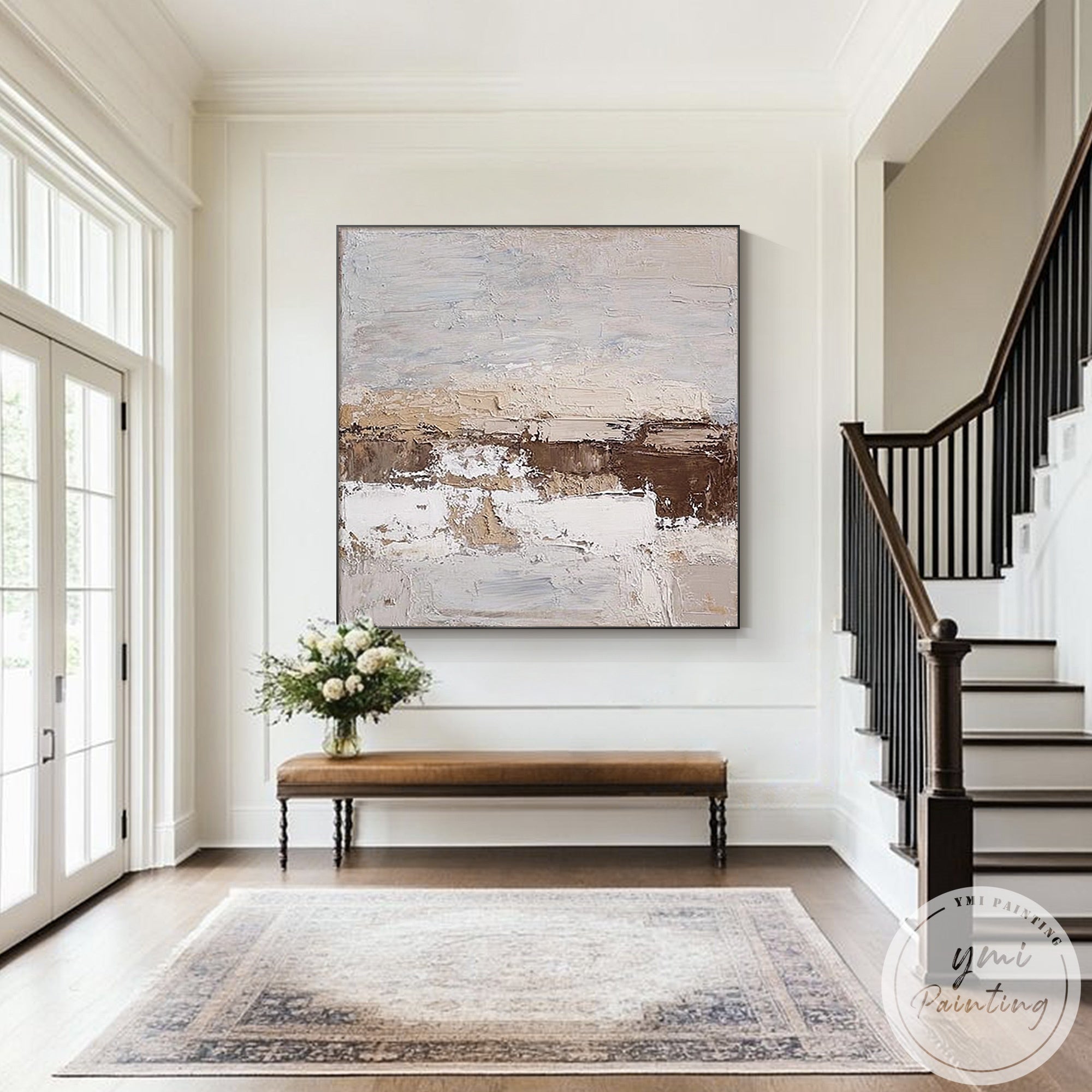 minimalist landscape canvas with soft tones