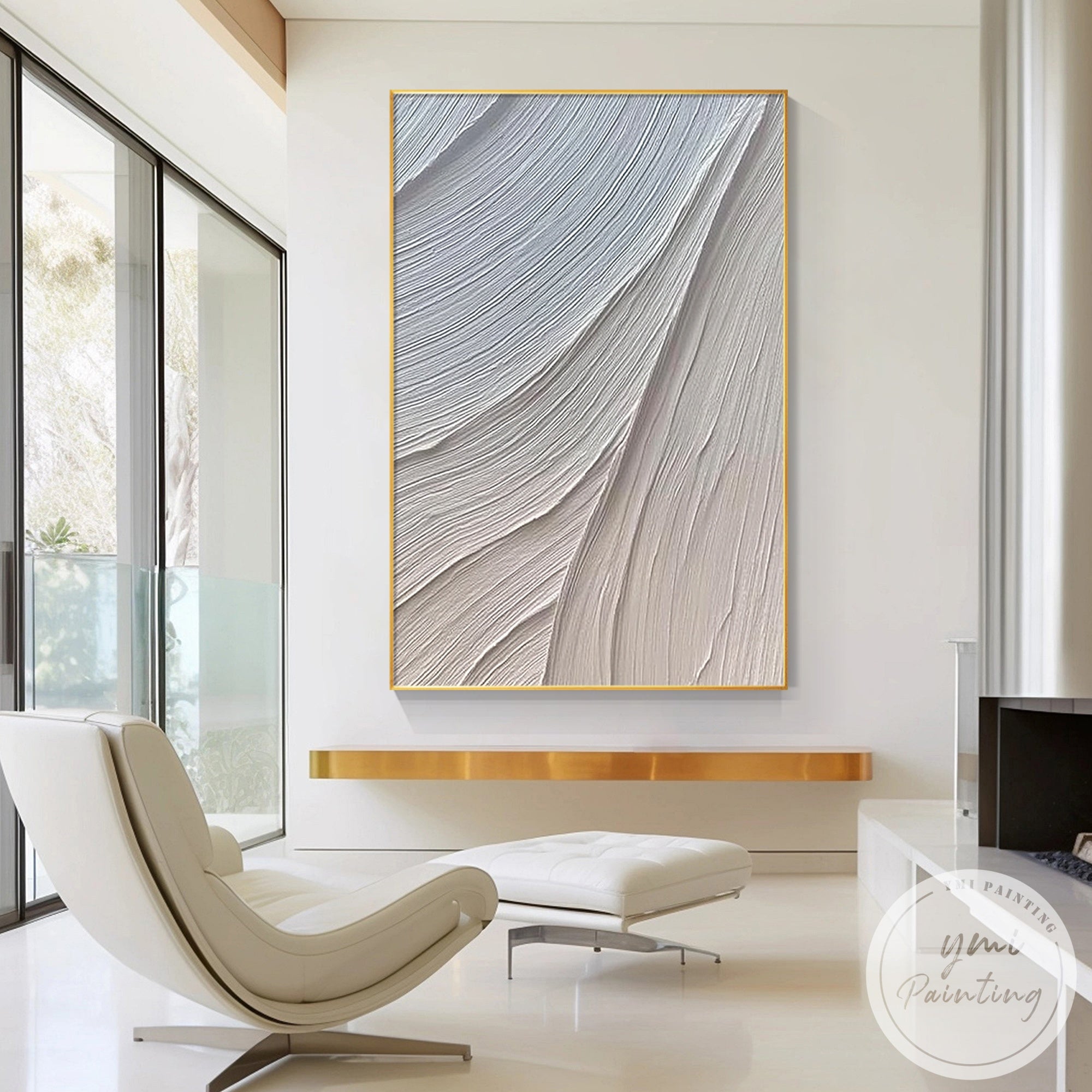 abstract flowing line plaster texture wall art